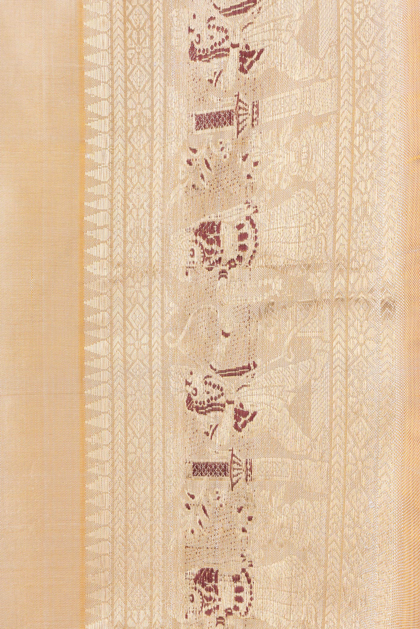 Border image of Beige Dual Tone Baluchari Silk Saree with Zari And Thread Butta on the body and Fancy Border. 