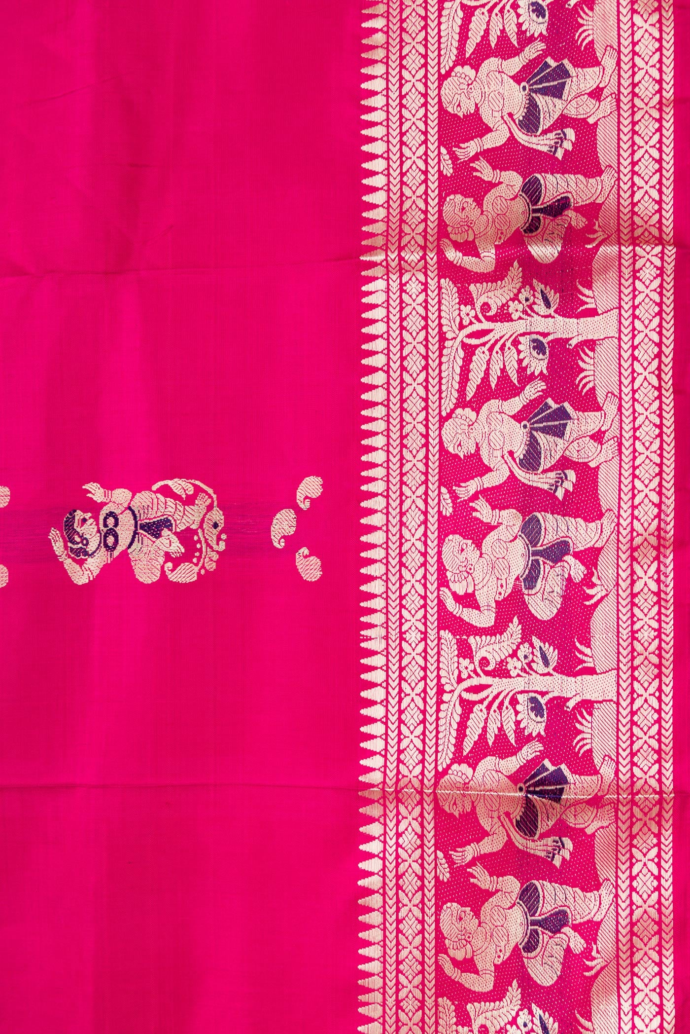 Border image of Pink Dual Tone Baluchari Silk Saree with Thread Butta on the body and Thread Border. 