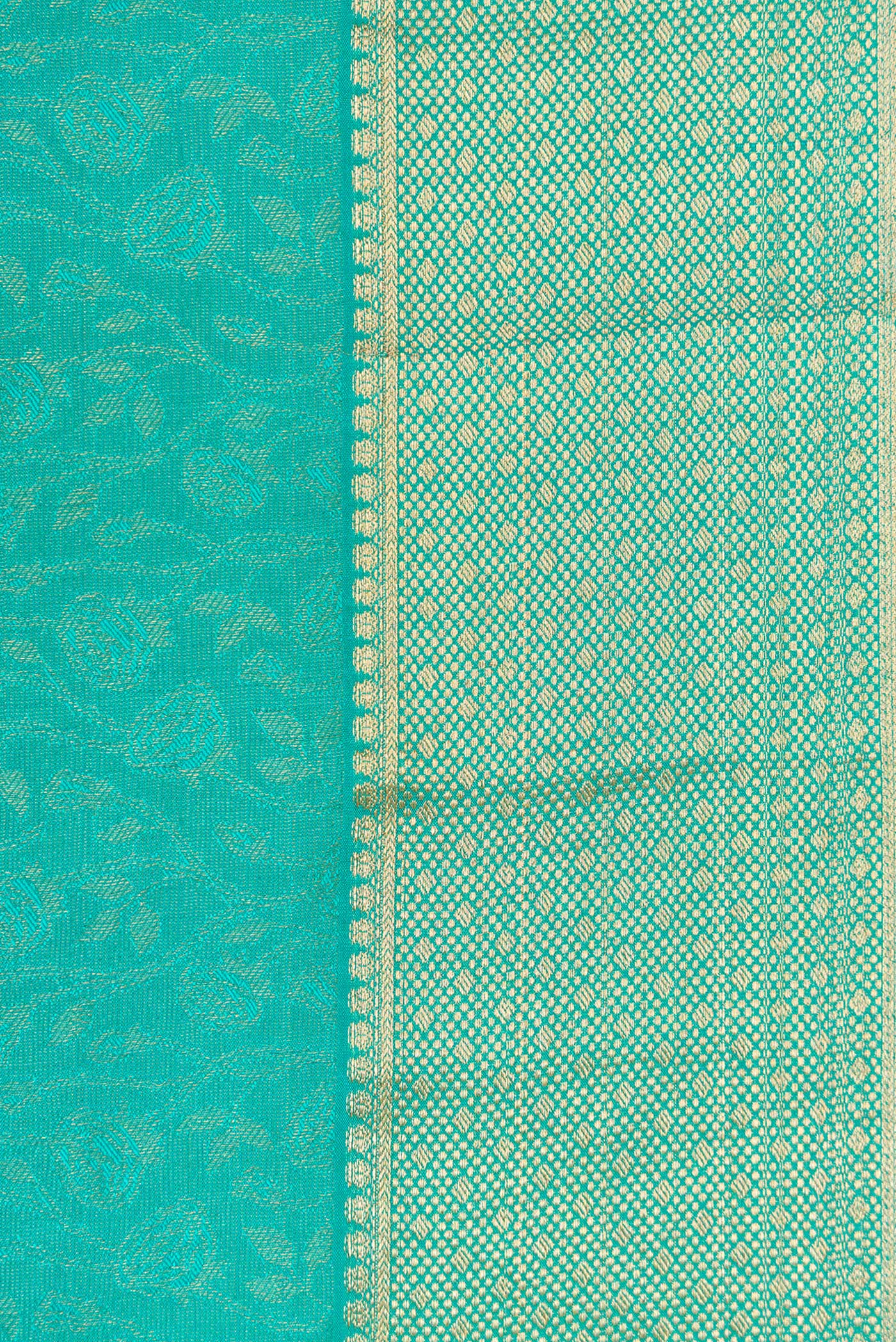 Border image of Sky Blue Dual Tone Mysore Silk Saree with Zari Brocade on the body and Zari Border. 