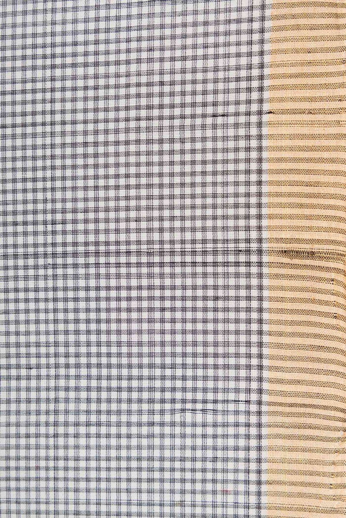 Border image of Grey Dual Tone Silk Cotton Saree with Checked design on the body and Zari Border