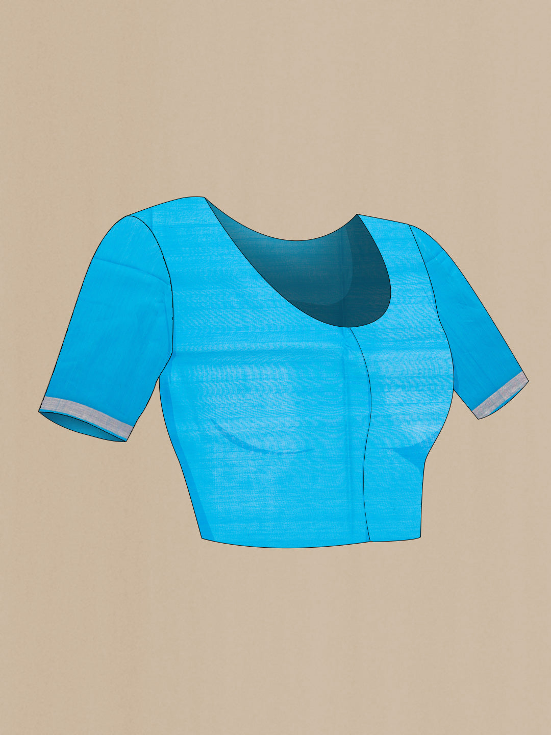 Close up image of the blouse of Sandal Dual Tone Silk Cotton Saree with Zari Butta on the body and Zari Border