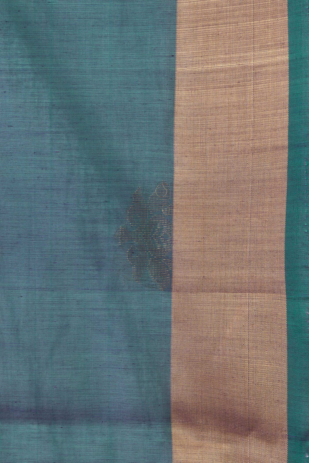 Border image of Peacock Blue Dual Tone Silk Cotton Saree with Zari Butta on the body and Zari Border. 