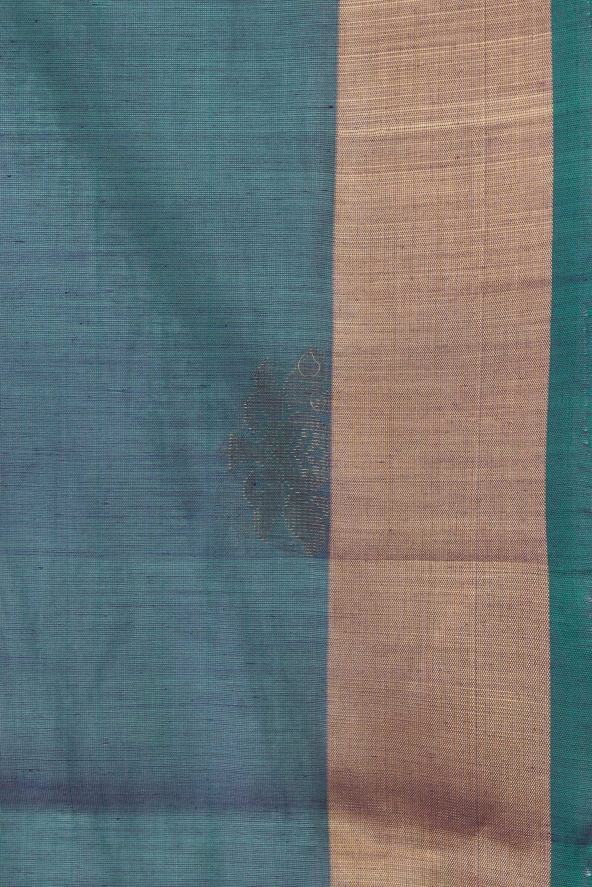 Border image of Peacock Blue Dual Tone Silk Cotton Saree with Zari Butta on the body and Zari Border. 