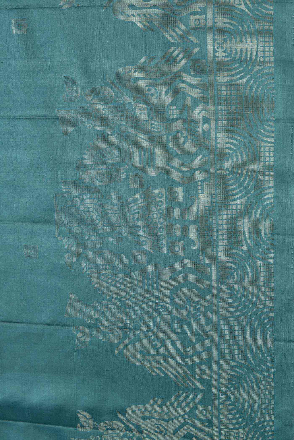 Border image of Maya Blue Dual Tone Soft Silk Saree with Zari Butta on the body and Without Border