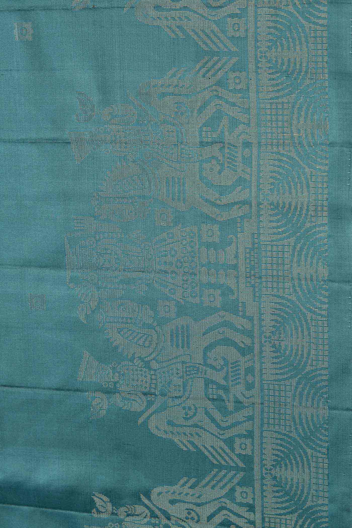 Border image of Maya Blue Dual Tone Soft Silk Saree with Zari Butta on the body and Without Border