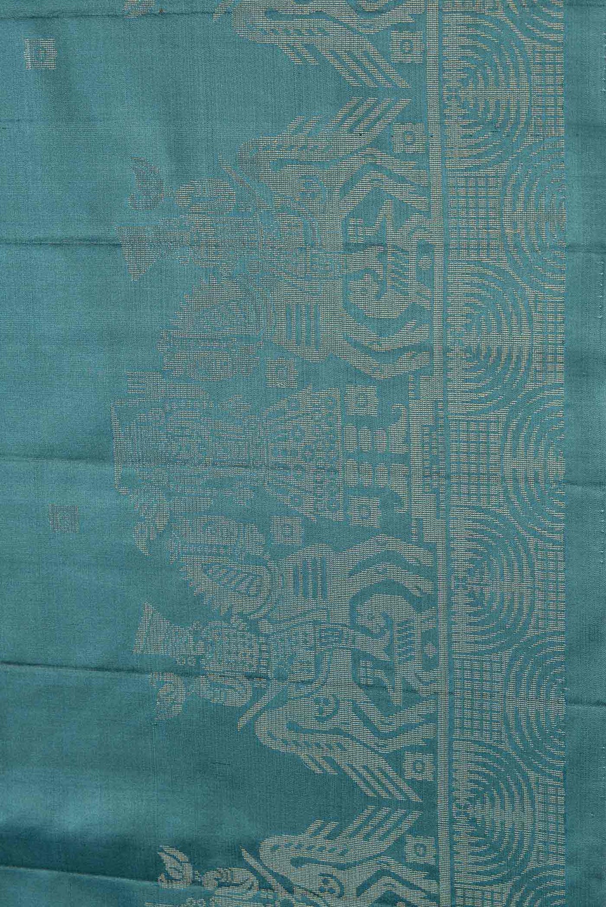 Border image of Maya Blue Dual Tone Soft Silk Saree with Zari Butta on the body and Without Border