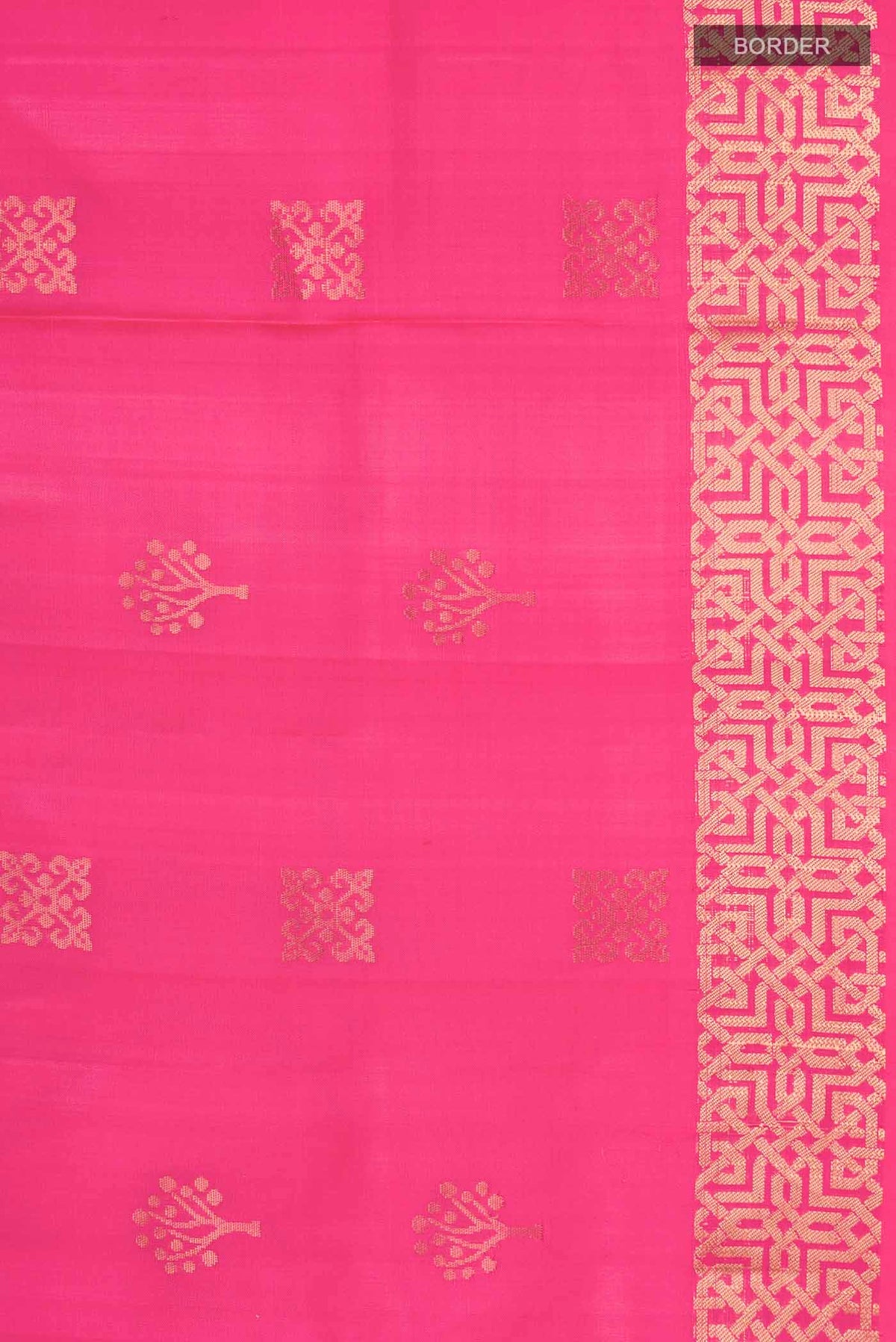 Border image of Pink Soft Silk Saree with Zari Butta on the body and Zari Border