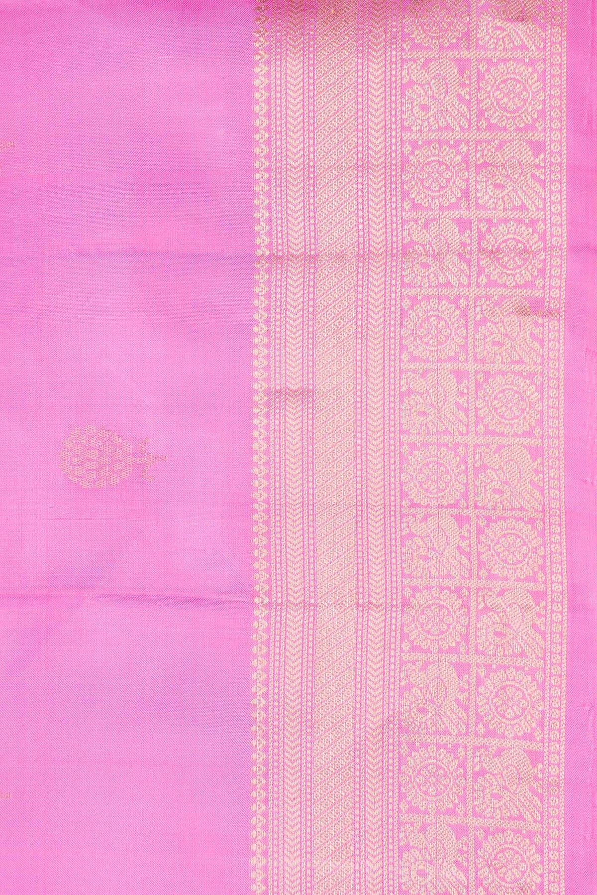 Border image of Rose pink Soft Silk Saree with Zari Butta on the body and Zari Border