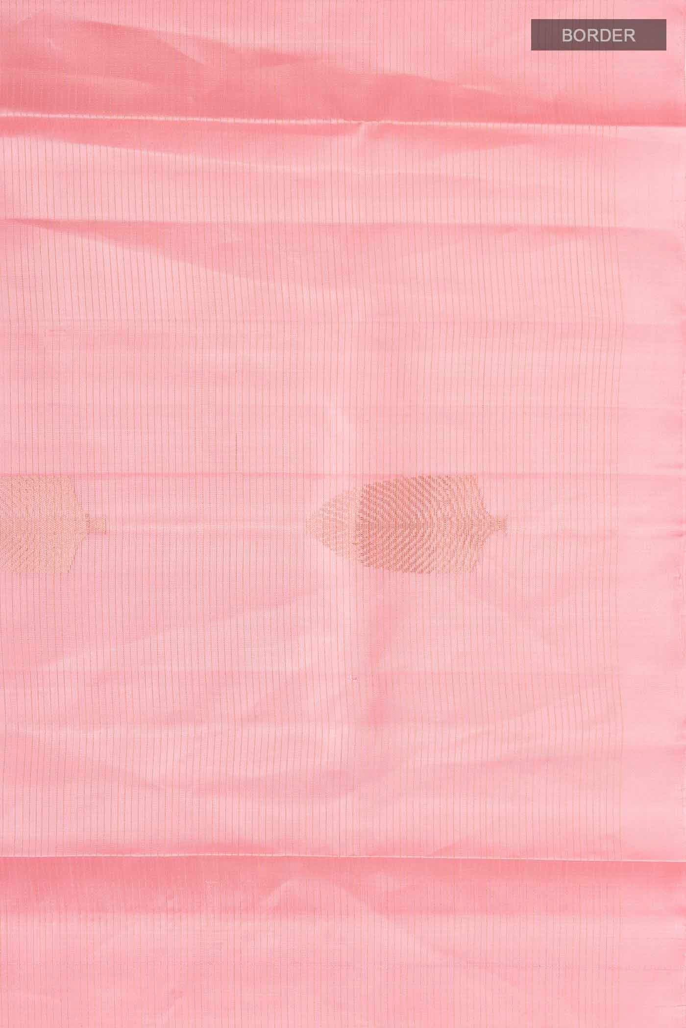 Border image of Rose pink Soft Silk Saree with Zari Butta on the body and Without Border