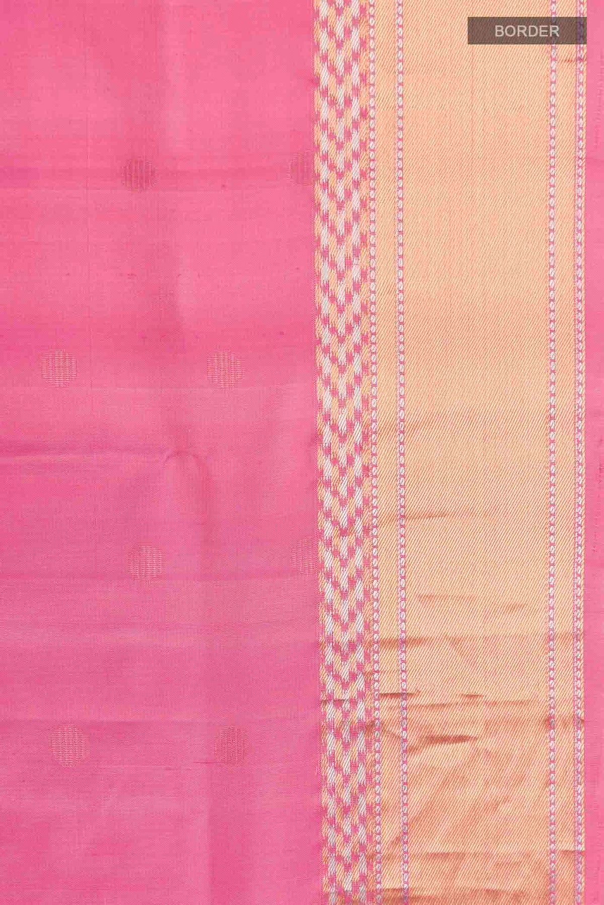 Border image of Pink Soft Silk Saree with Zari Butta on the body and Zari Border
