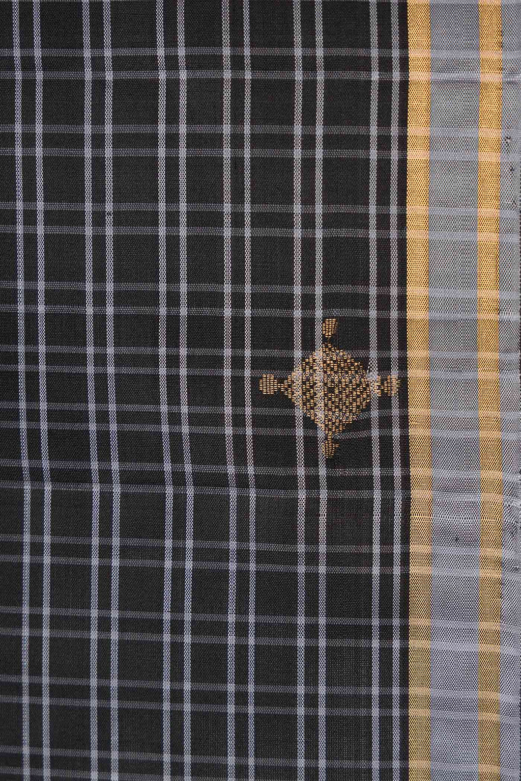 Border image of Black Dual Tone Soft Silk Saree with Checked design on the body and Zari Border