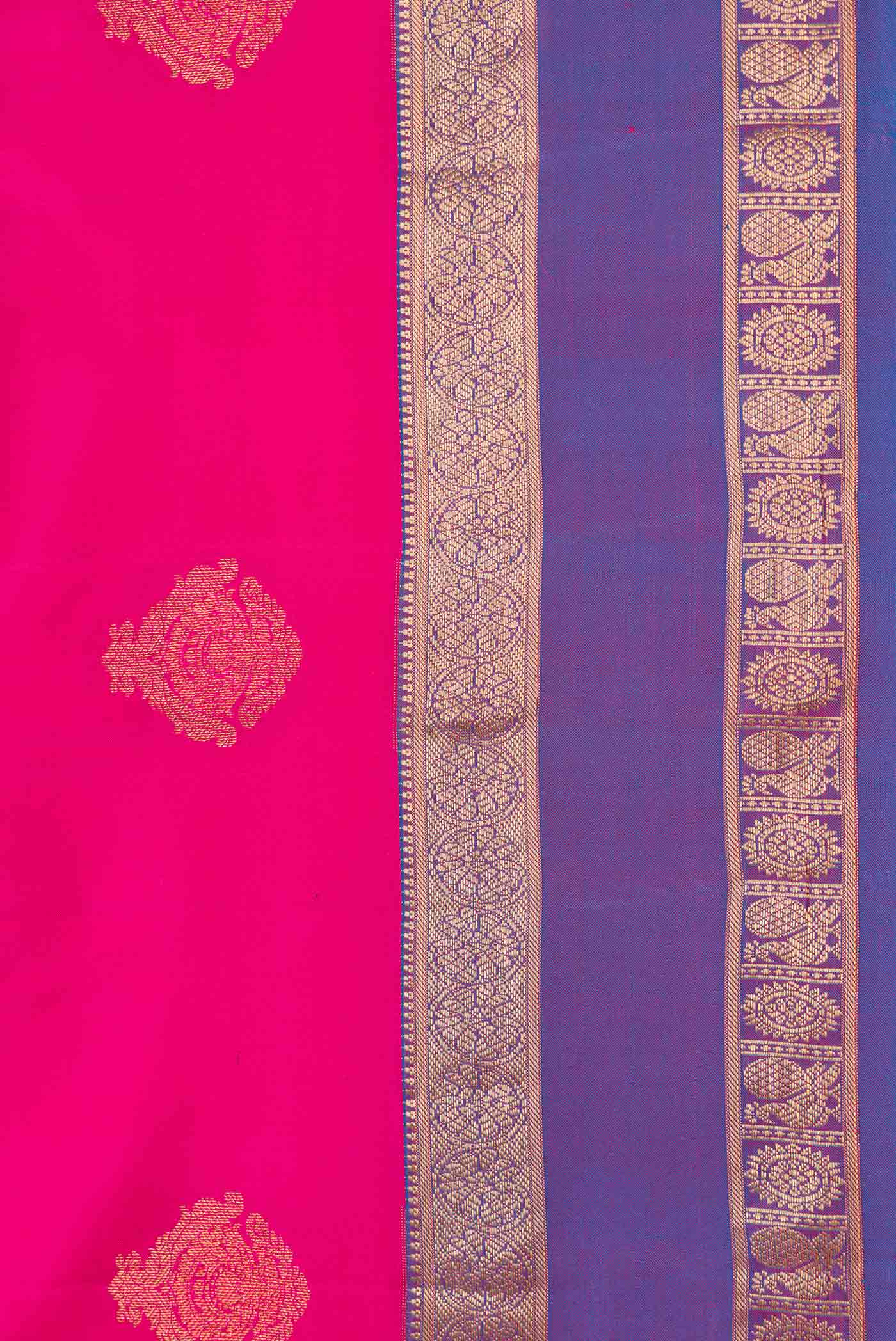 Border image of Pink Dual Tone Kanchipuram Silk Saree with Zari Butta on the body and Zari Border