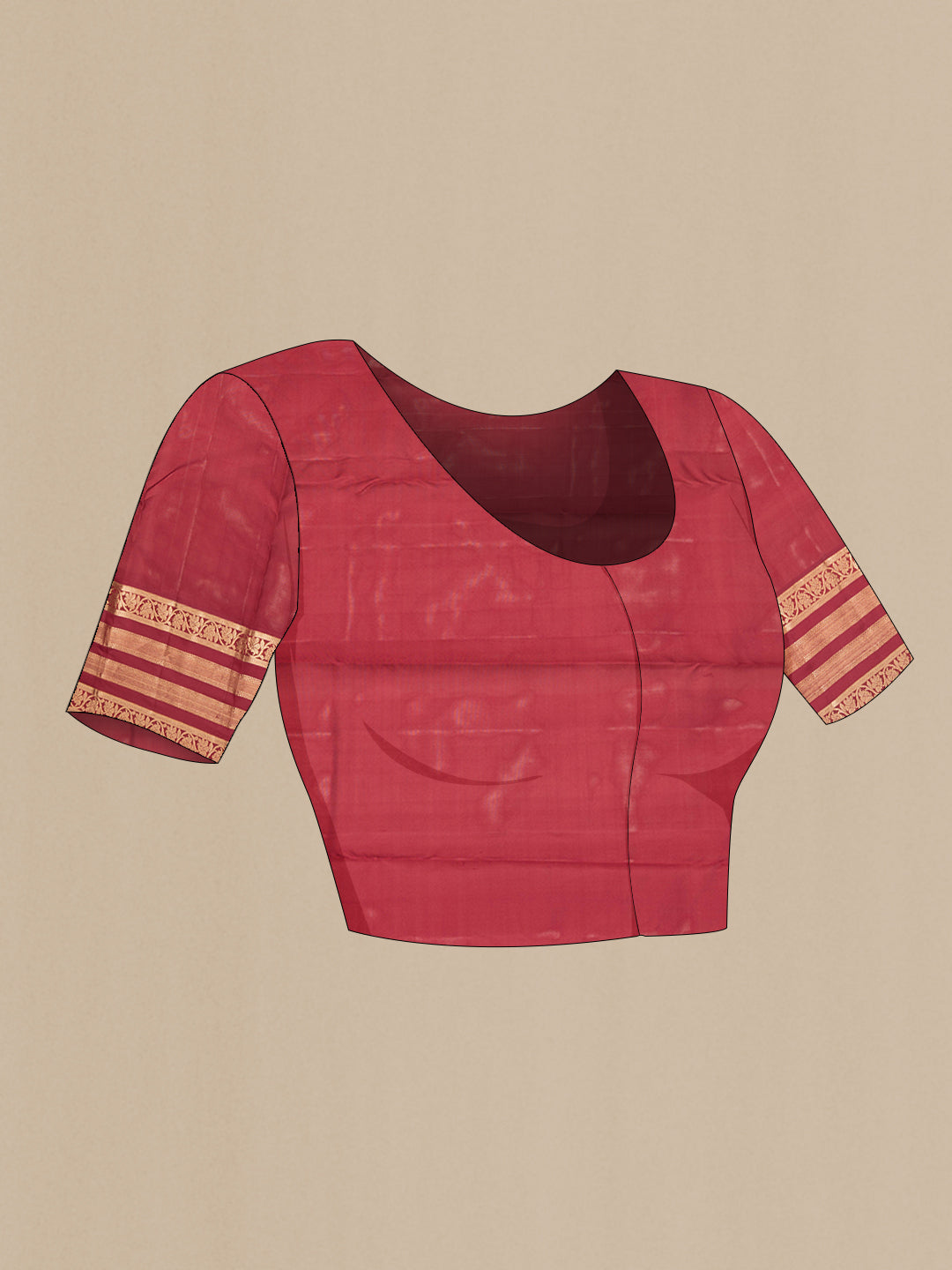 Close up image of the blouse of Pink Dual Tone Kanchipuram Silk Saree with Zari Butta on the body and Zari Border. 