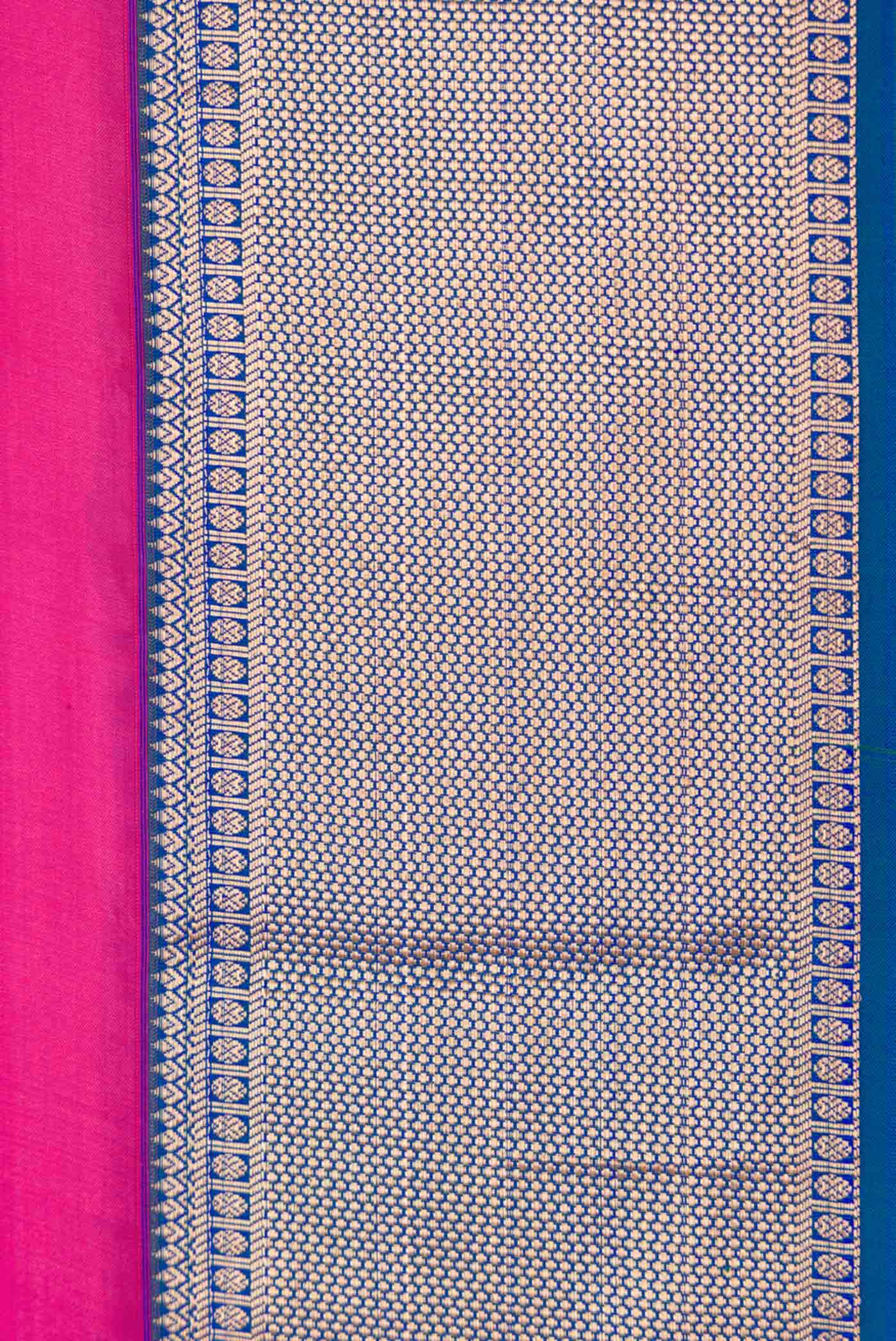 Border image of Pink Dual Tone Kanchipuram Silk Saree with Plain Body and Zari Border