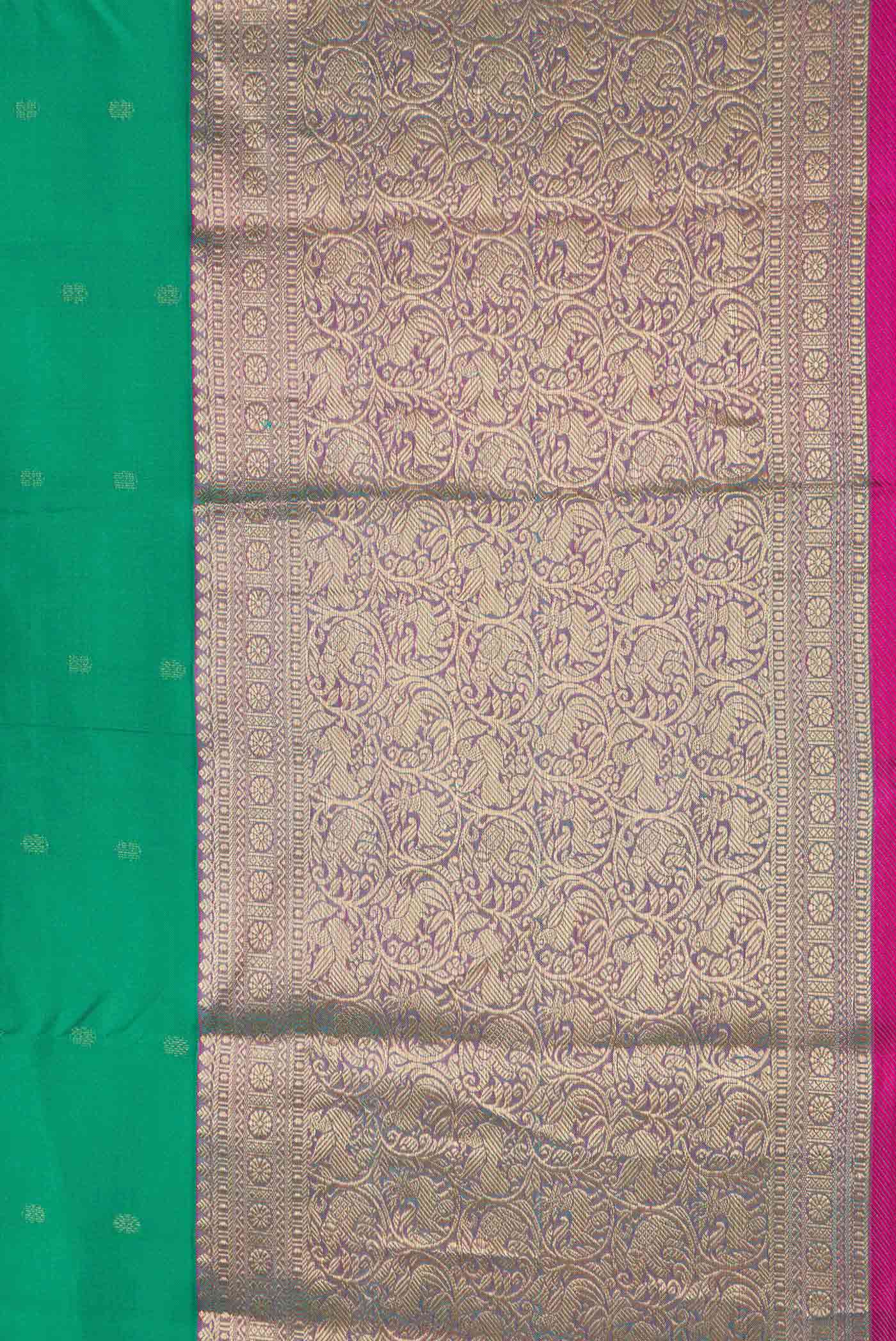 Border image of Green Dual Tone Kanchipuram Silk Saree with Zari Butta on the body and Zari Border