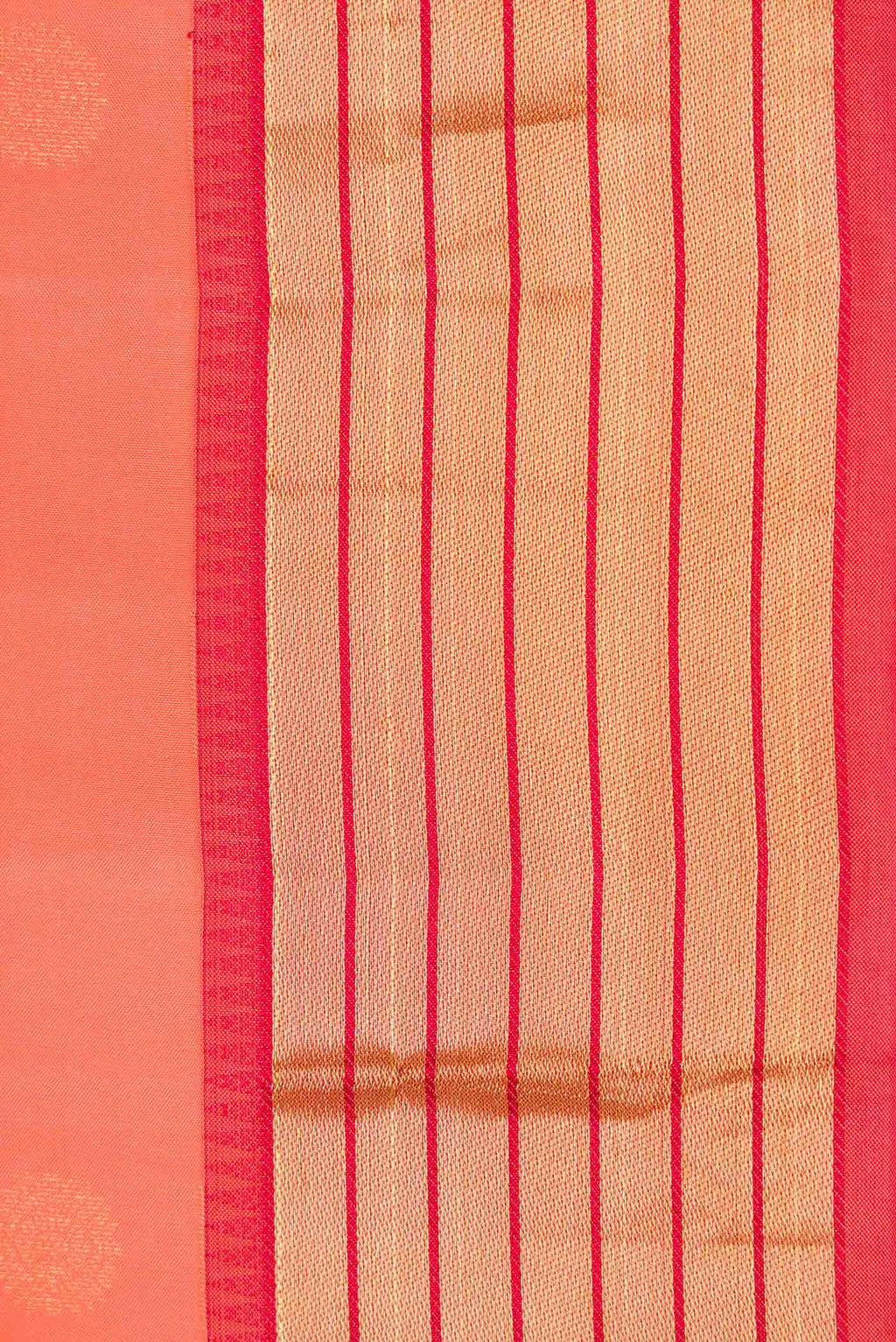 Border image of Orange Kanchipuram Silk Saree with Zari Butta on the body and Zari Border