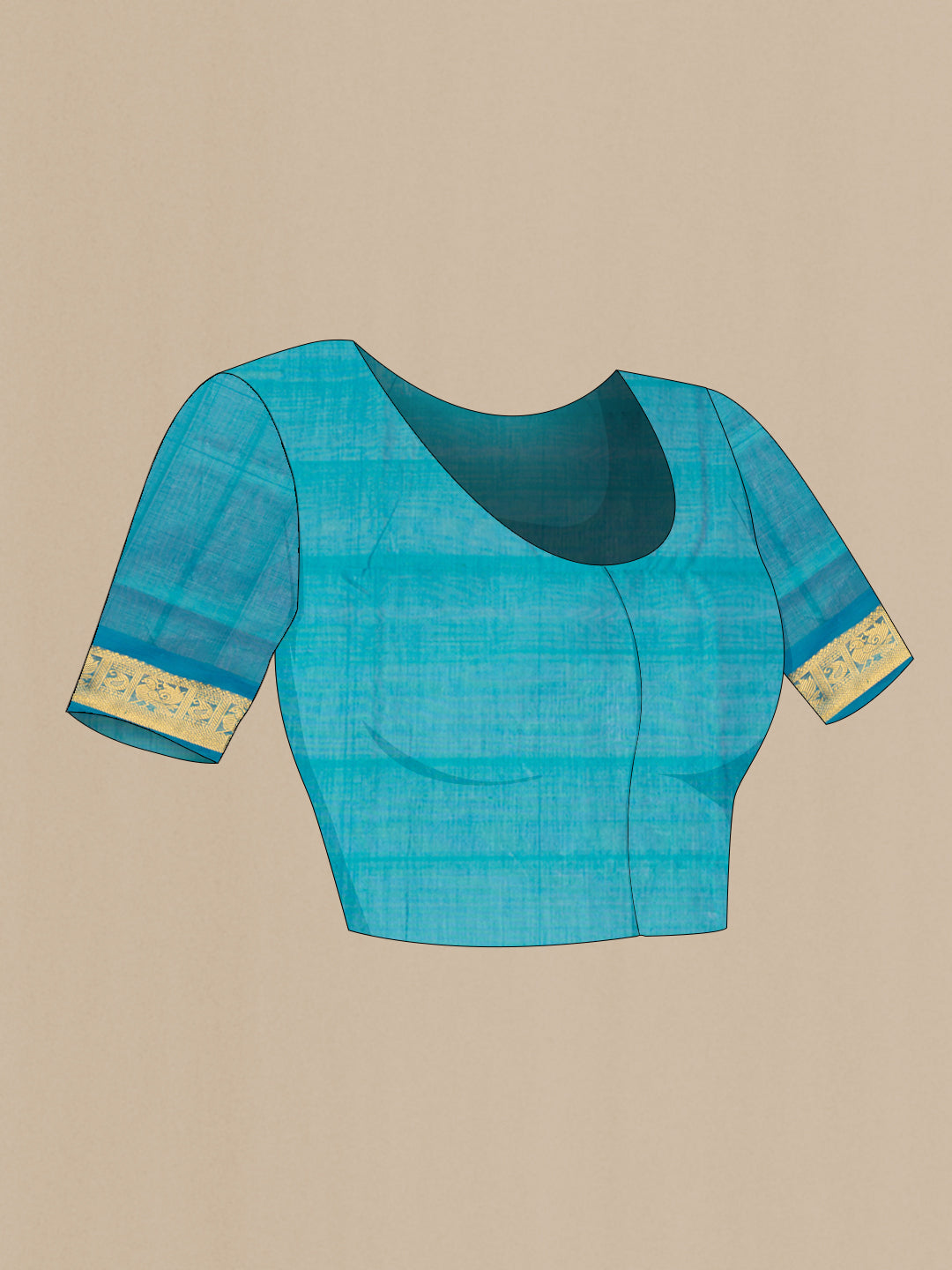 Close up image of the blouse of Pink Silk Cotton Saree with Zari Butta on the body and Zari Border. 
