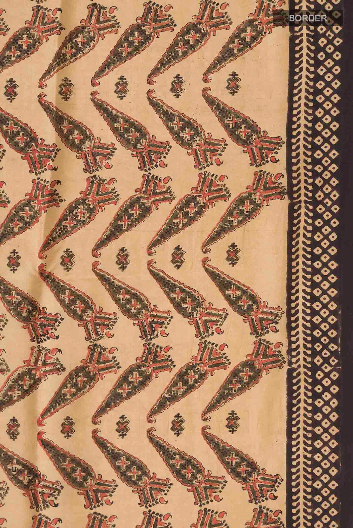 Border image of Beige Printed Silk Saree with Printed design on the body and Printed Border
