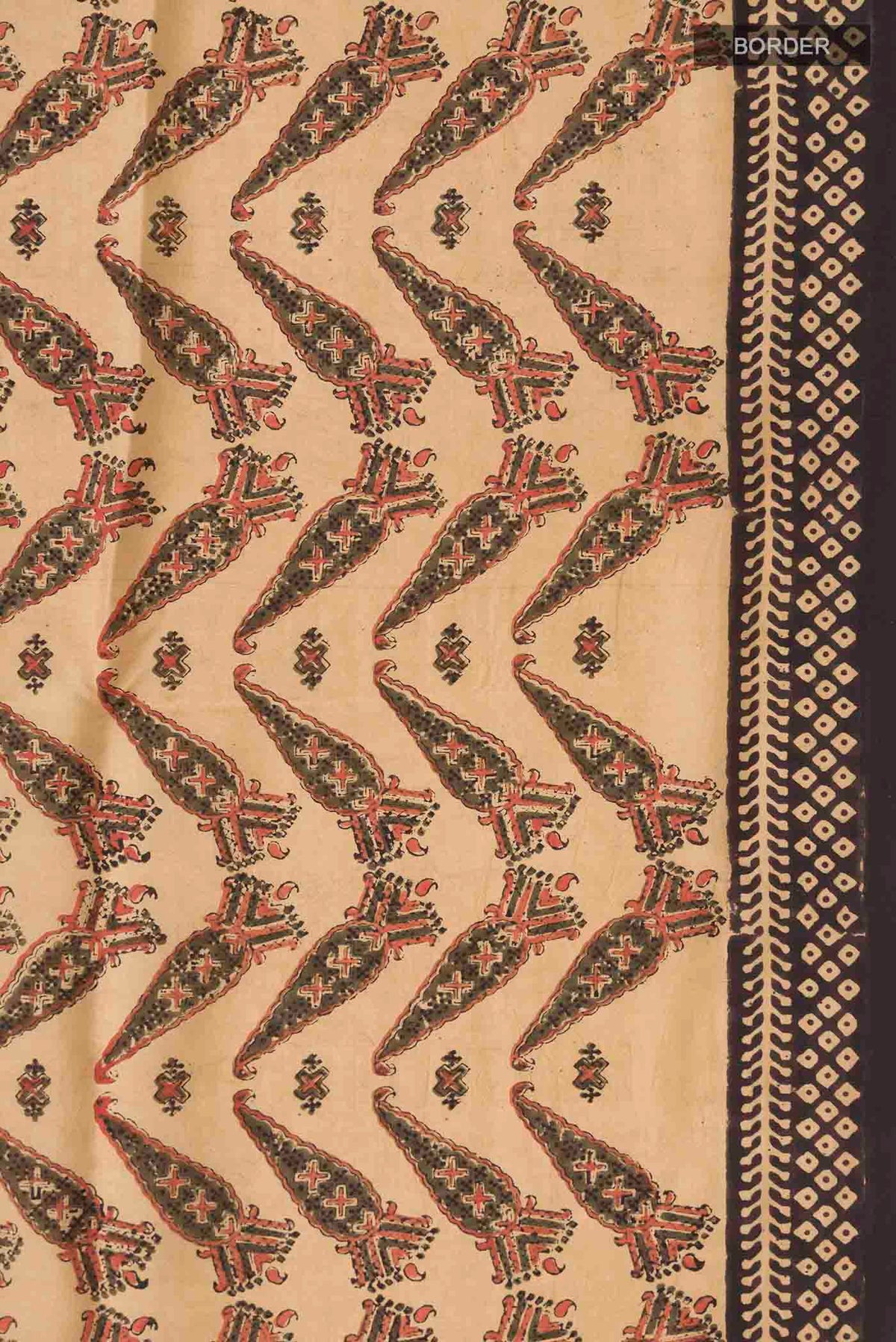 Border image of Beige Printed Silk Saree with Printed design on the body and Printed Border