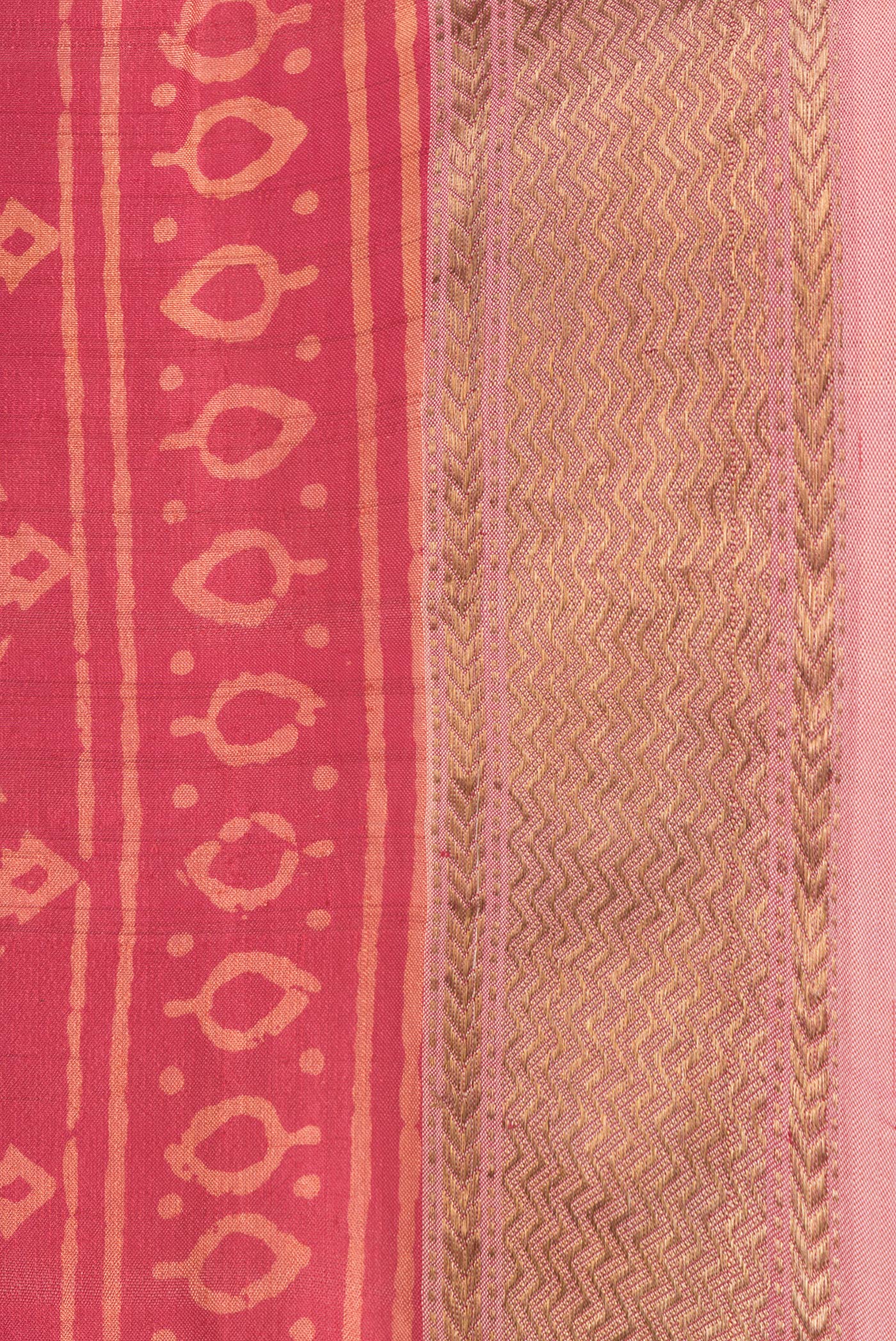 Border image of Red Dual Tone Printed Silk Saree with Printed design on the body and Zari Border. 
