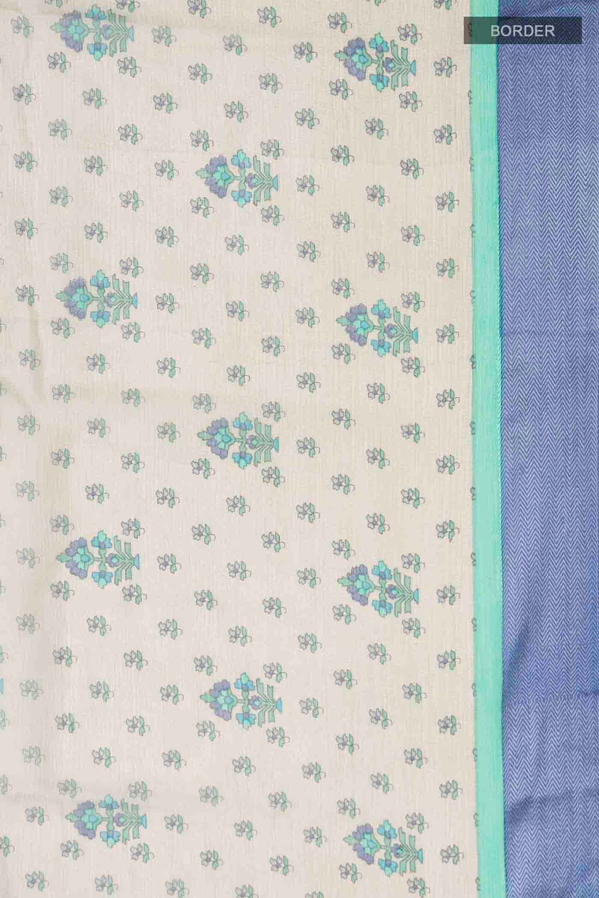 Border image of Grey Mysore Chiffon Saree with Printed design on the body and Thread Border