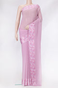 Pink Dual Tone Mysore Chiffon Saree with Printed design on the body and Printed Border.  displayed on a mannequin