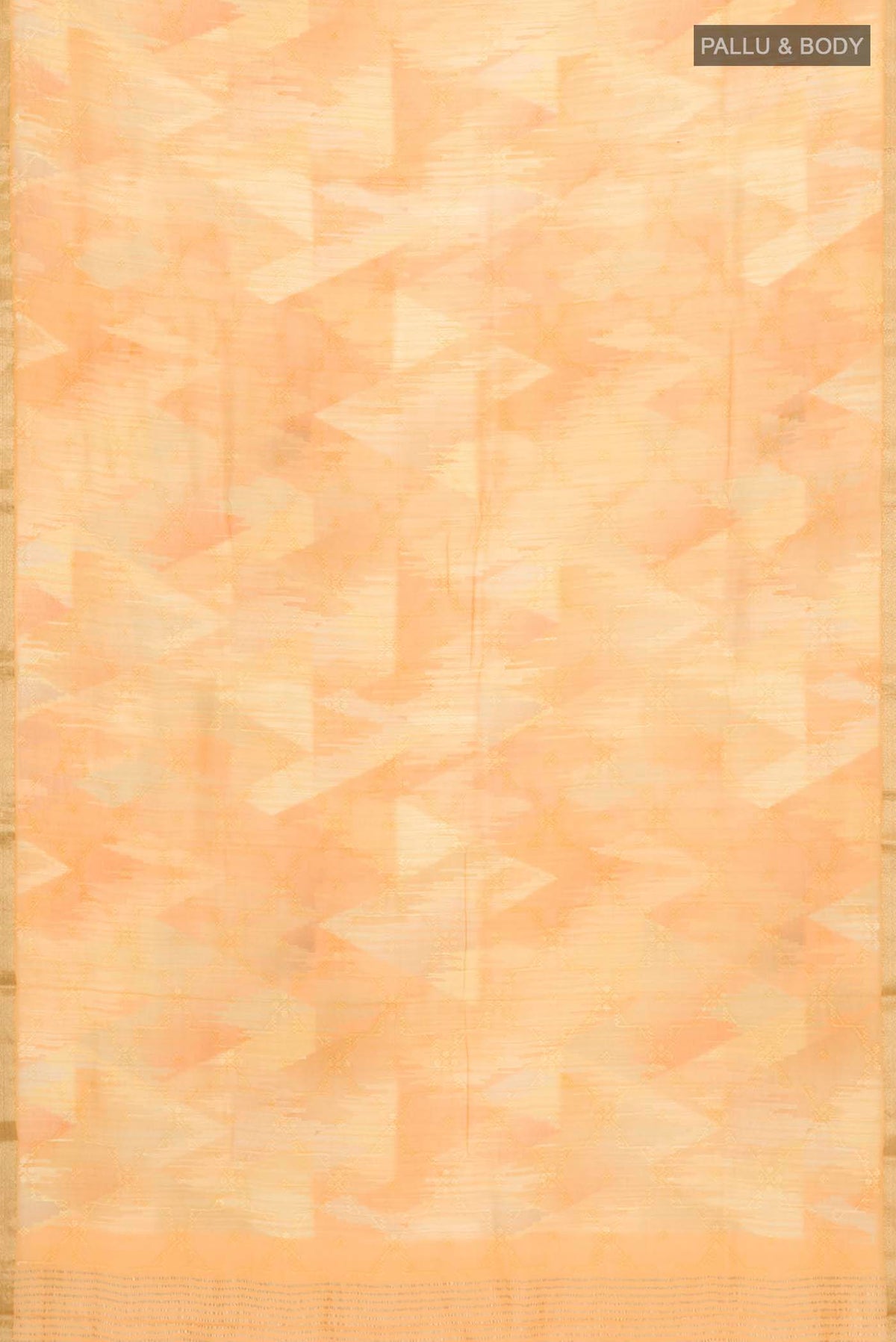 Flat view of Yellow Mysore Chiffon Saree with Embroidery on the body and Zari Border