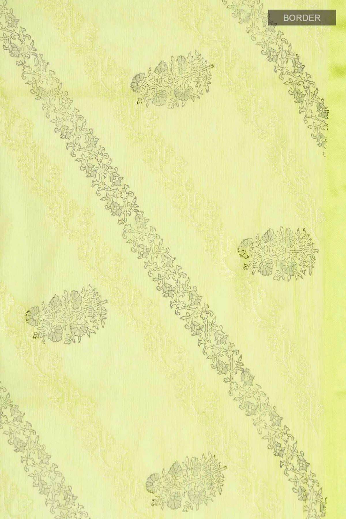 Border image of Green Mysore Chiffon Saree with Embroidery on the body and Zari Border
