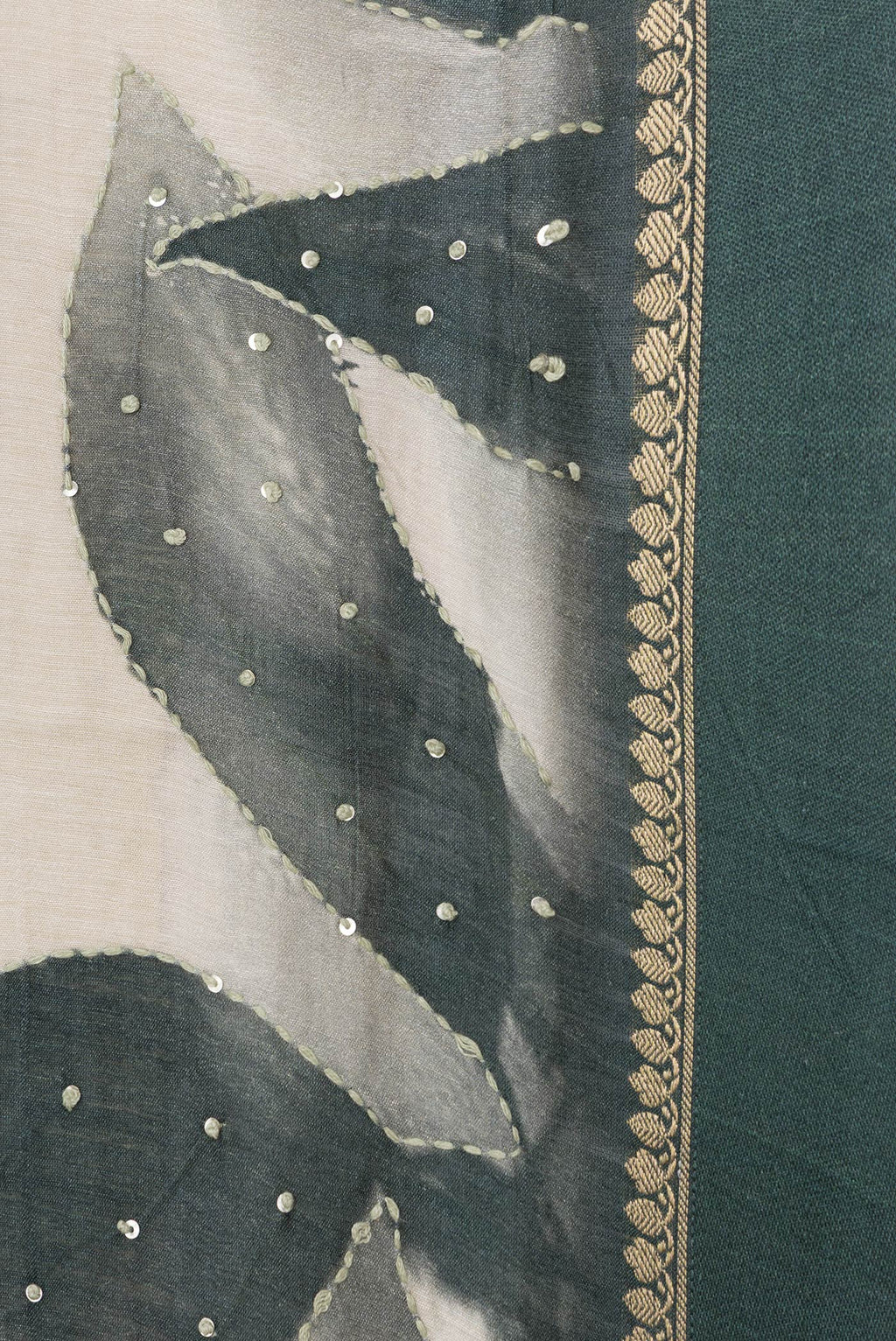 Border image of Beige Dual Tone Tussar Silk Saree with Embroidery on the body and Zari Border. 