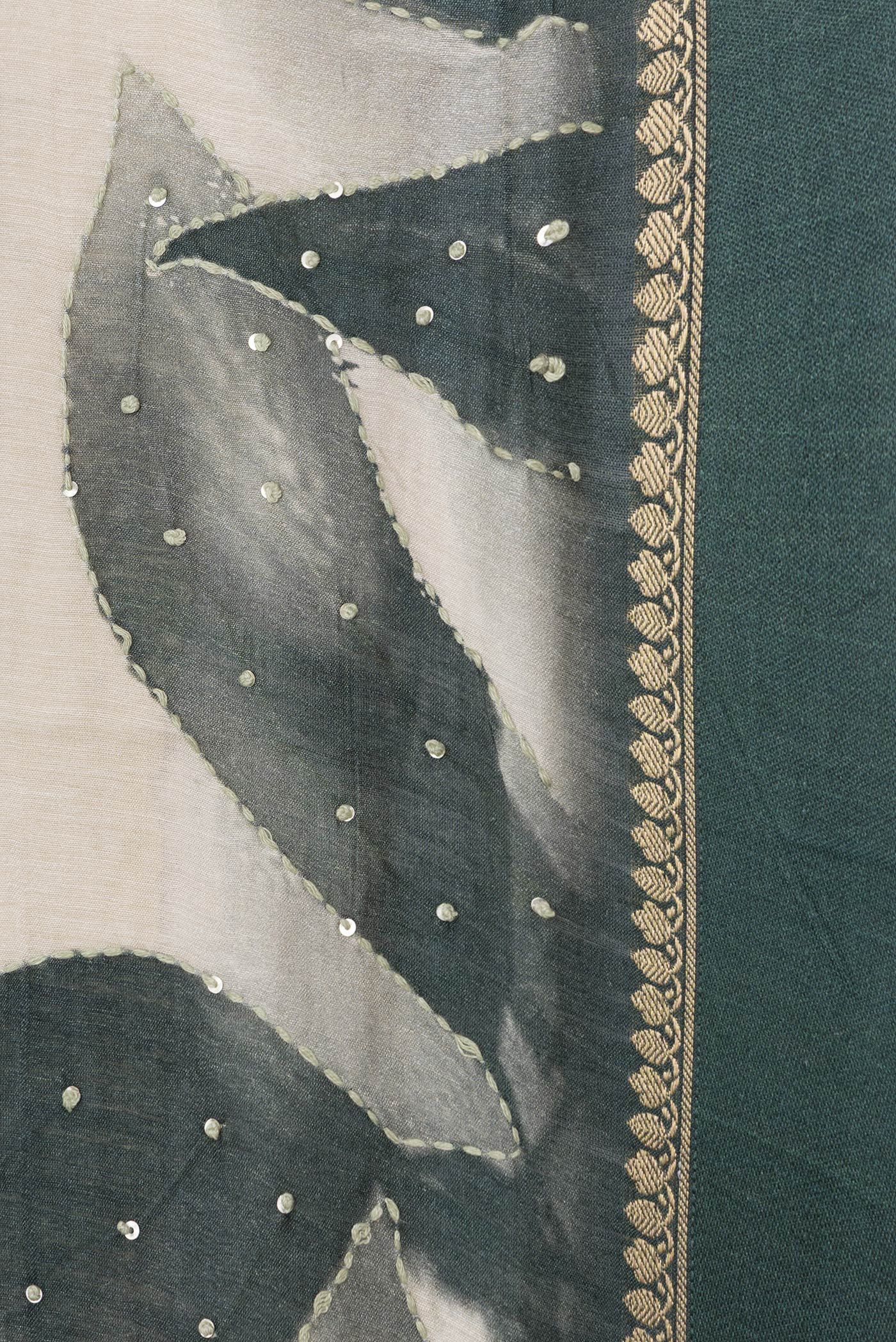 Border image of Beige Dual Tone Tussar Silk Saree with Embroidery on the body and Zari Border. 