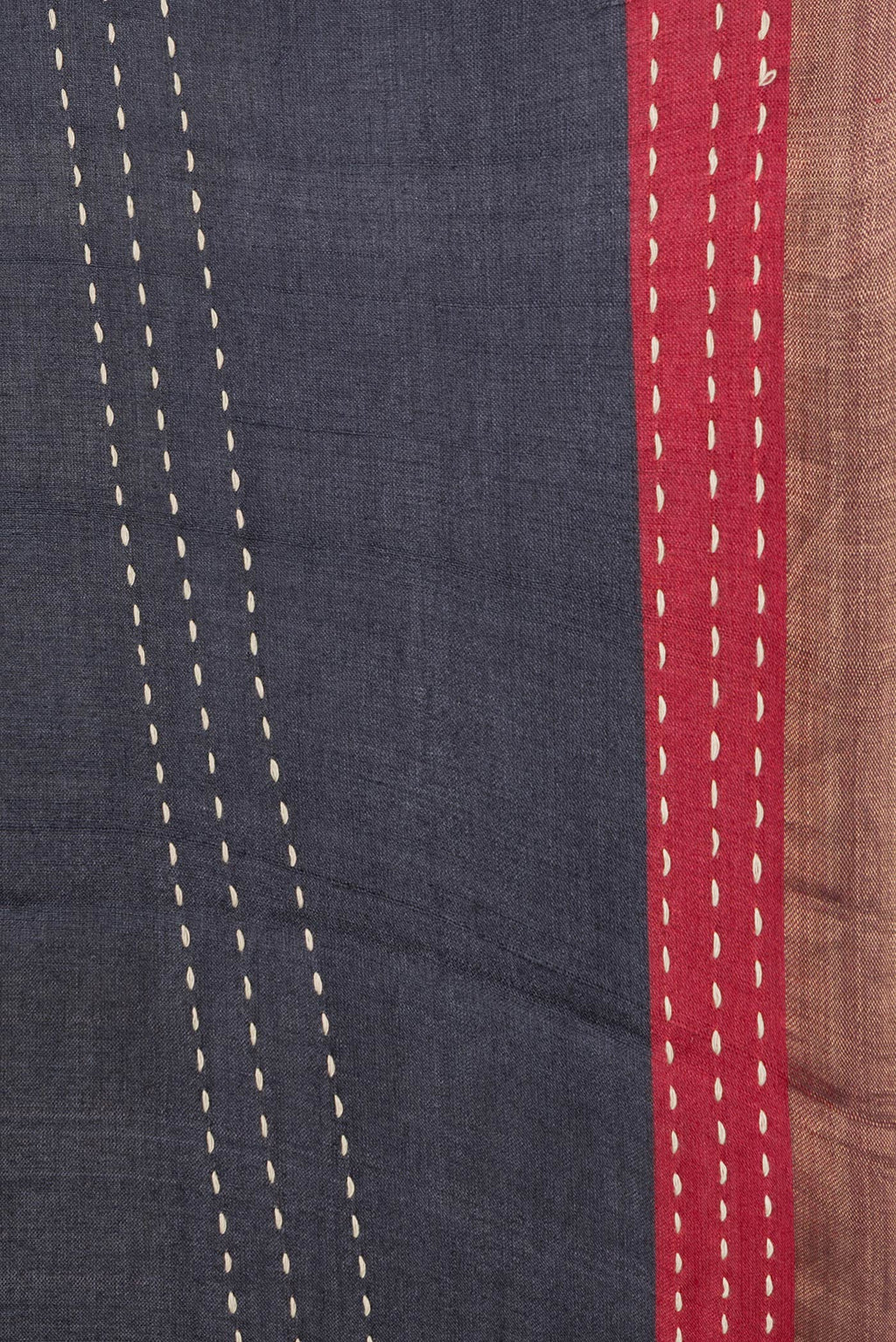 Border image of Black Dual Tone Tussar Silk Saree with Embroidery on the body and Embroidery Border. 