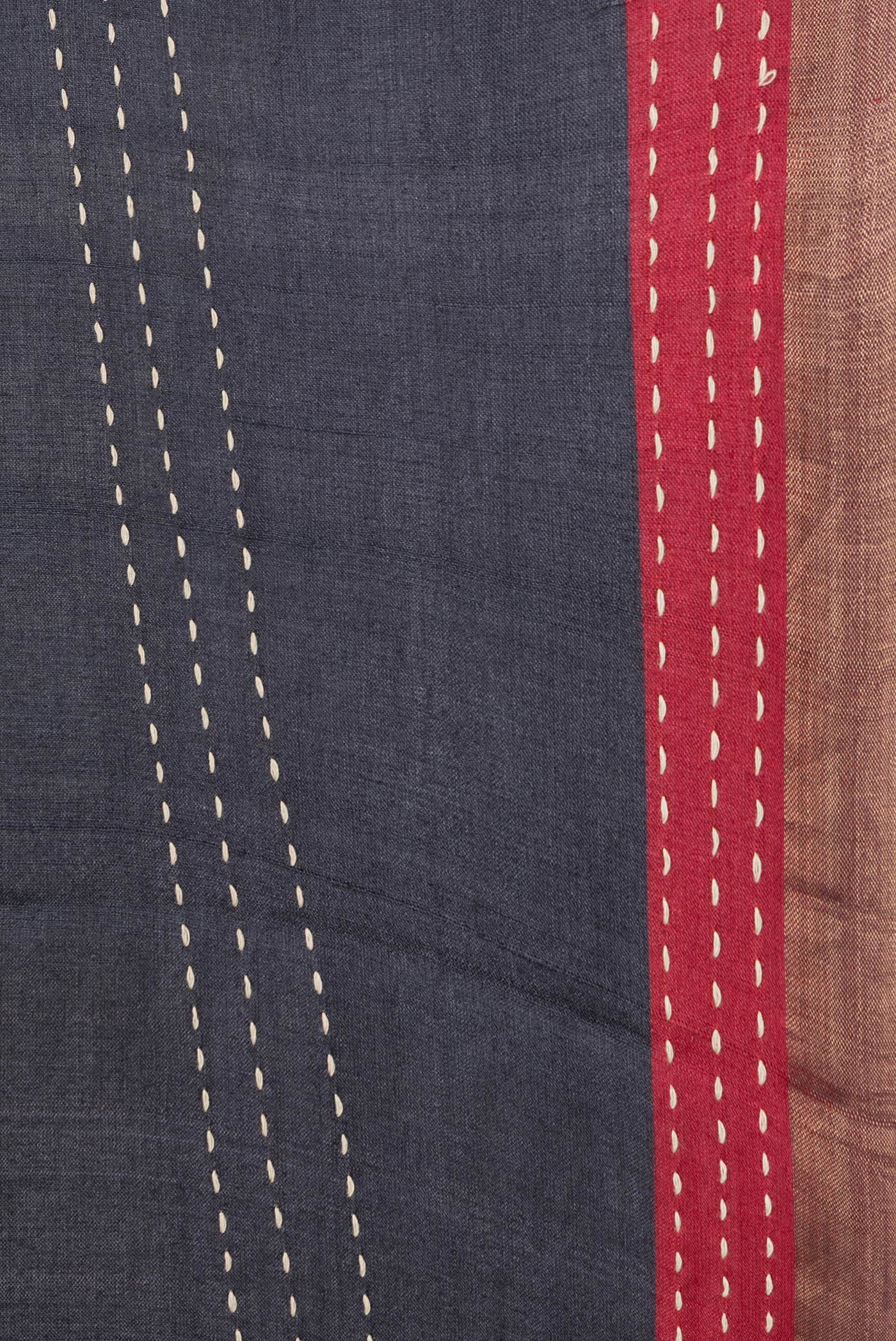 Border image of Black Dual Tone Tussar Silk Saree with Embroidery on the body and Embroidery Border. 