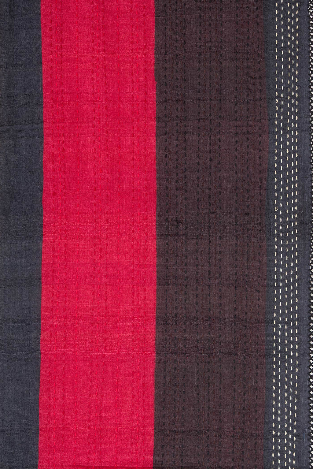 Border image of Black Dual Tone Tussar Silk Saree with Stripes on the body and Plain Border. 