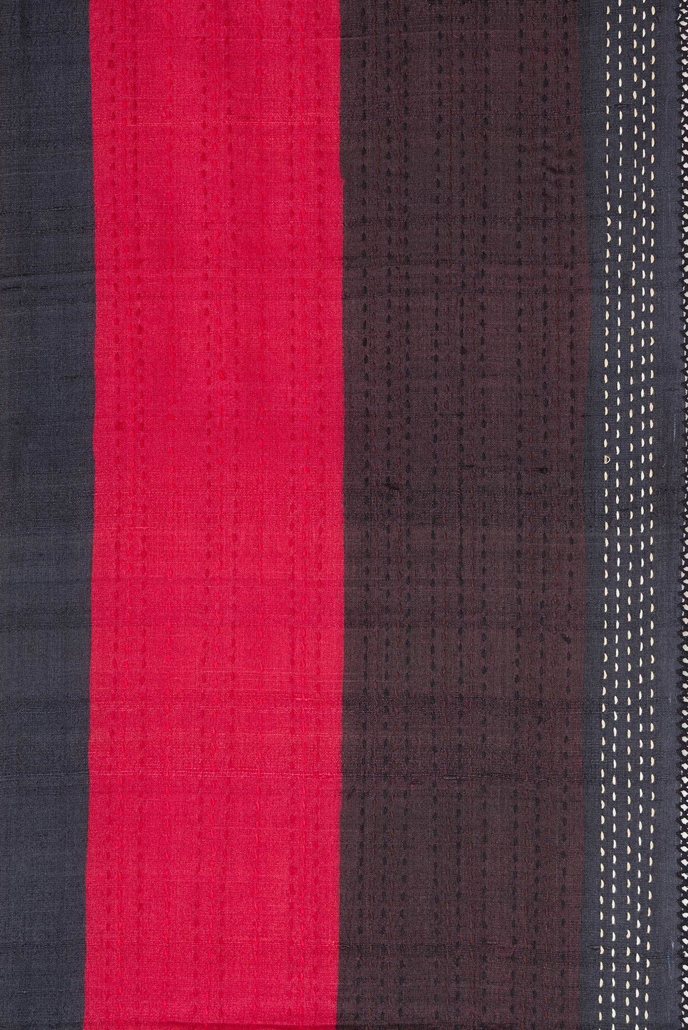 Border image of Black Dual Tone Tussar Silk Saree with Stripes on the body and Plain Border. 