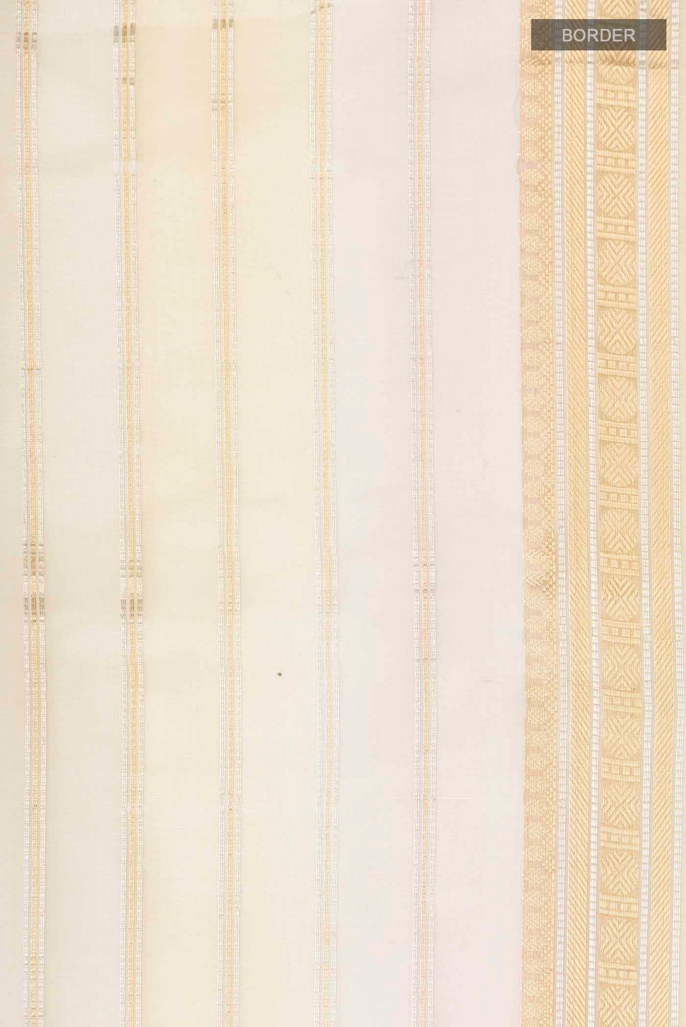 Border image of Beige Organza Silk Saree with Stripes on the body and Zari Border