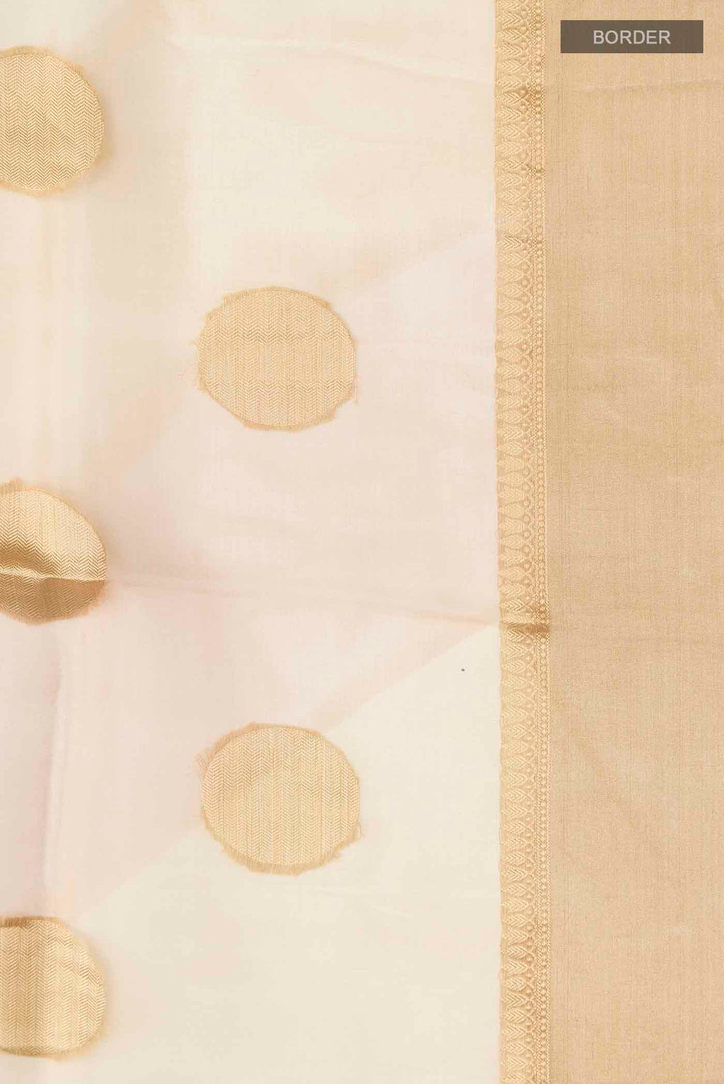 Border image of Sandal Organza Silk Saree with Zari Butta on the body and Zari Border