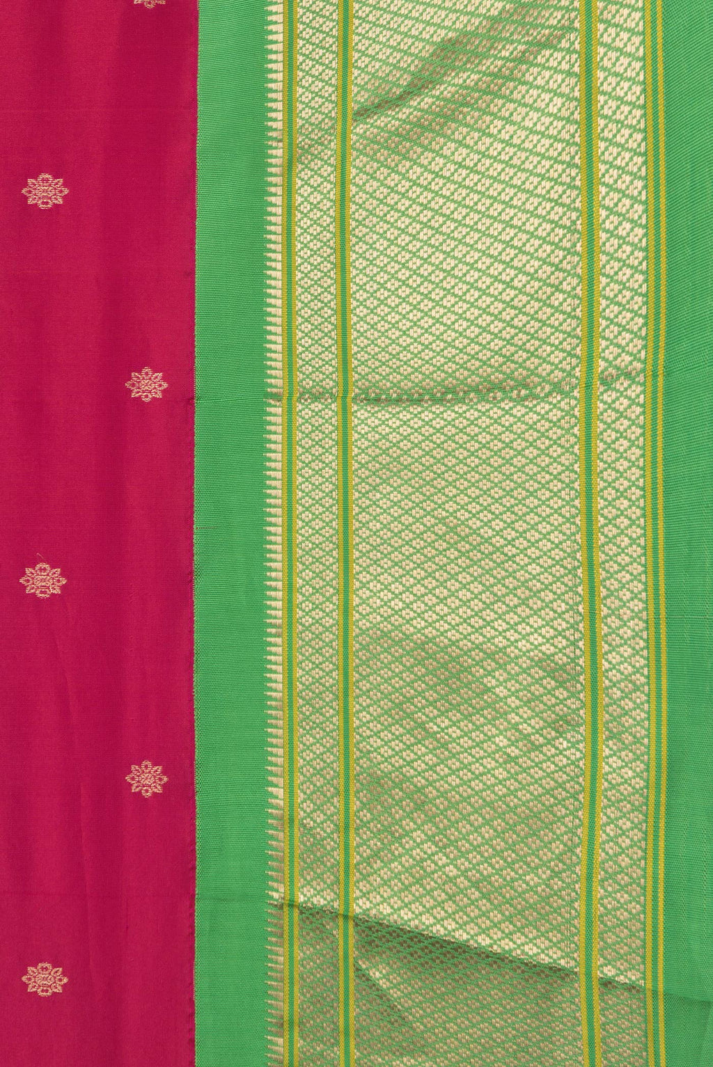 Border image of Pink Dual Tone Paithani Silk Saree with Zari Butta on the body and Zari Border. 