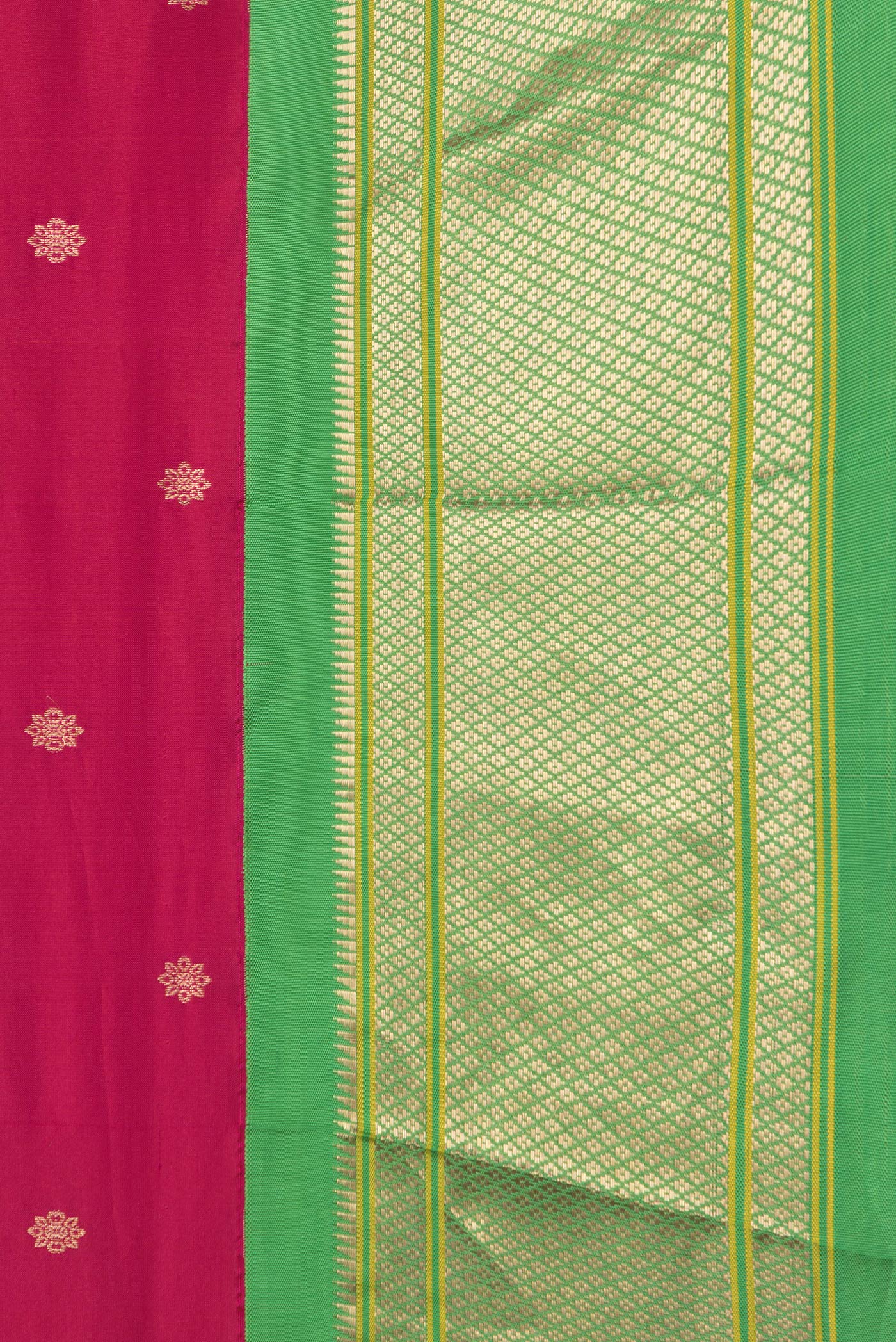 Border image of Pink Dual Tone Paithani Silk Saree with Zari Butta on the body and Zari Border. 