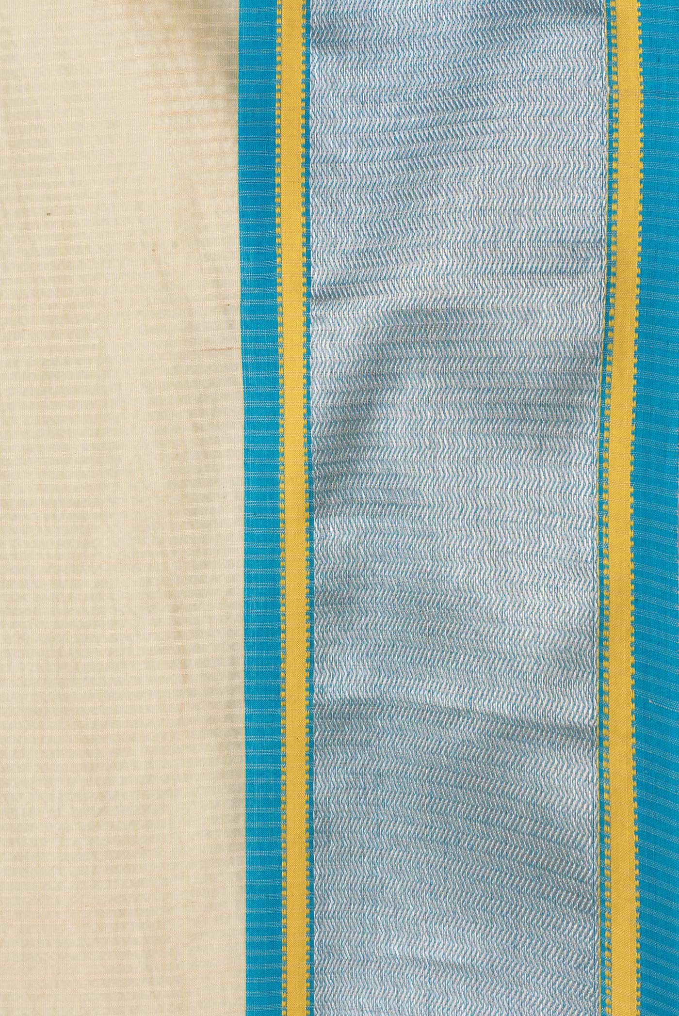 Border image of Beige Dual Tone Maheshwari Silk Saree with Stripes on the body and Zari Border. 