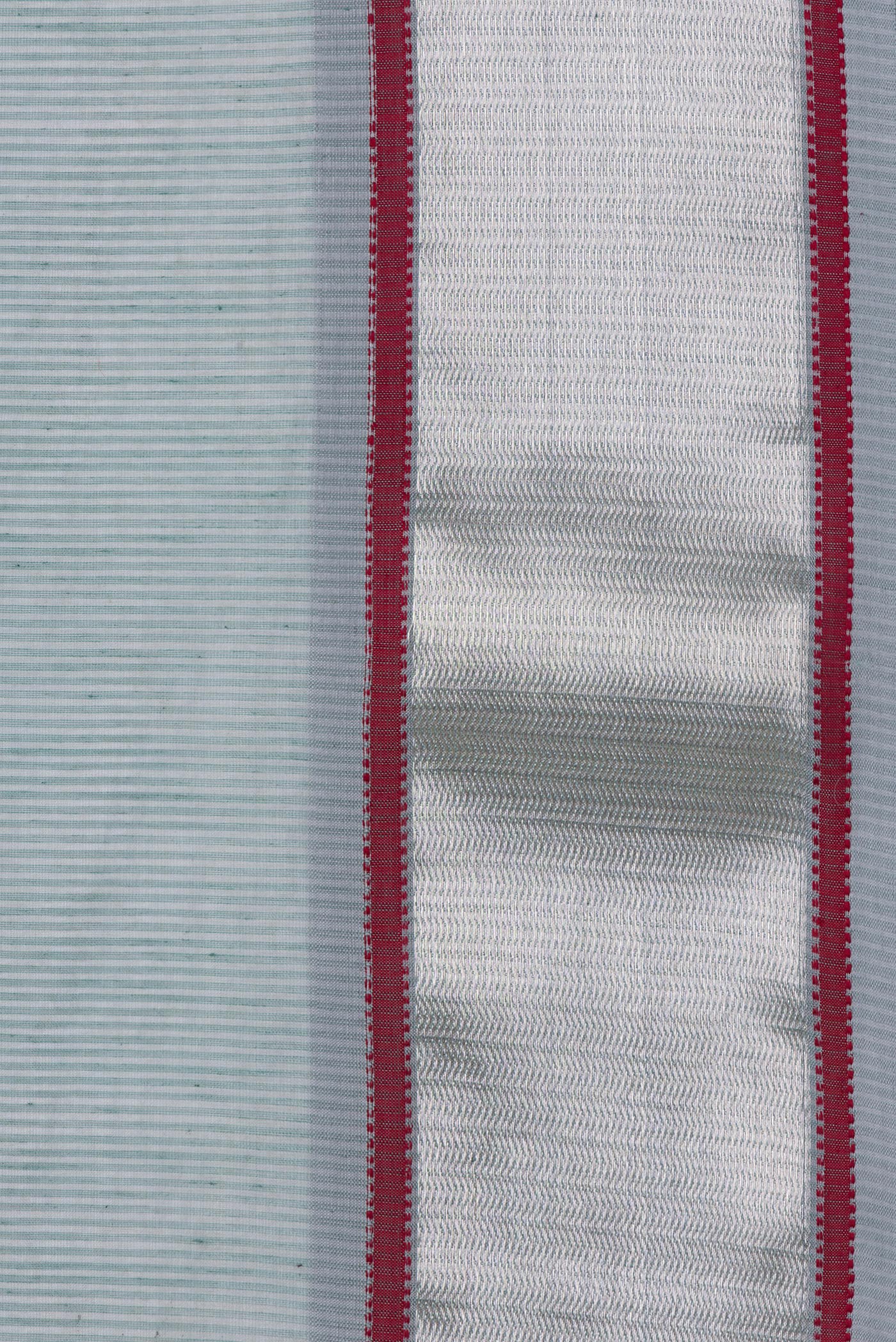 Border image of Sea Green Dual Tone Maheshwari Silk Saree with Stripes on the body and Zari Border. 