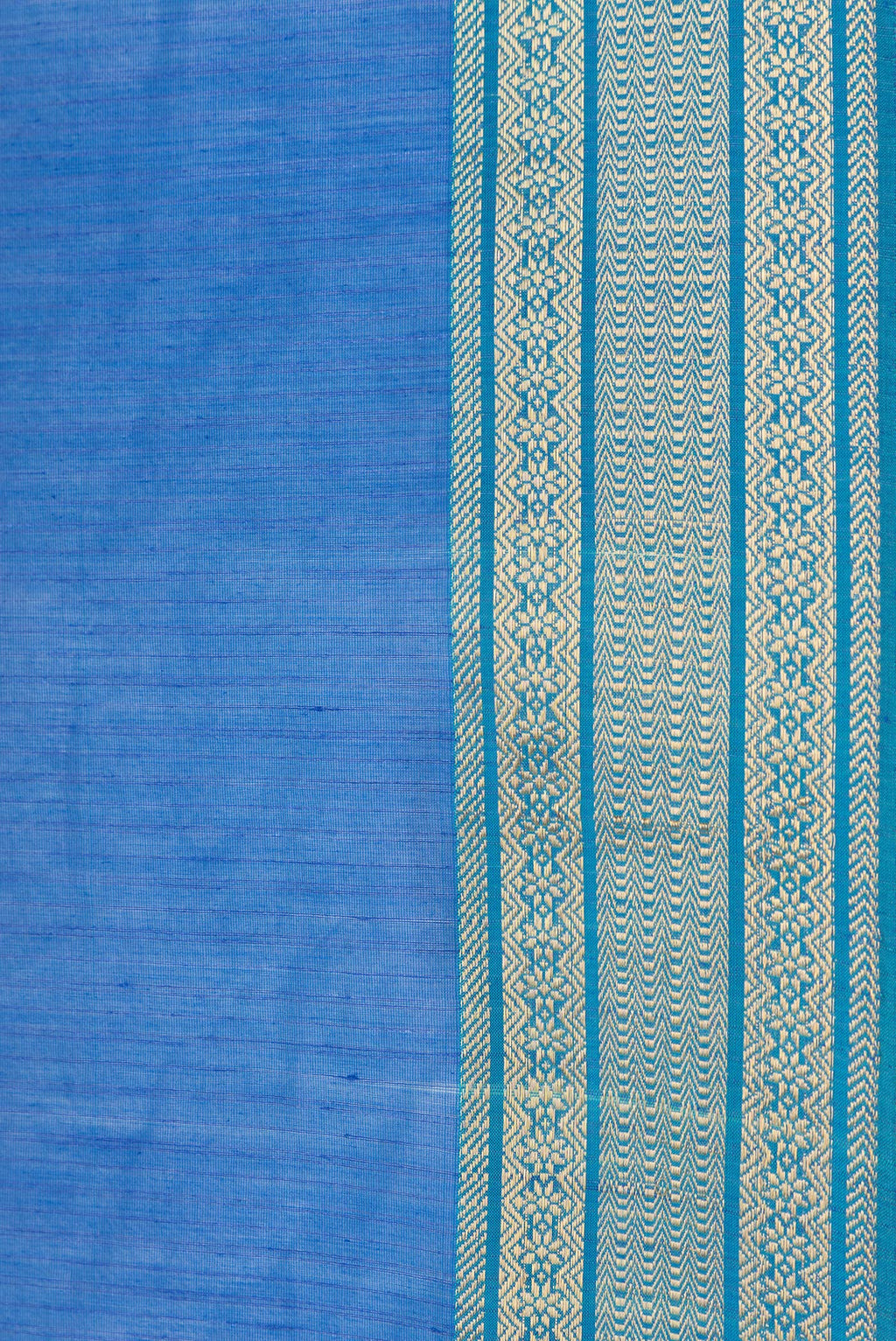 Border image of Royal Blue Dual Tone Maheshwari Silk Saree with Stripes on the body and Zari Border. 