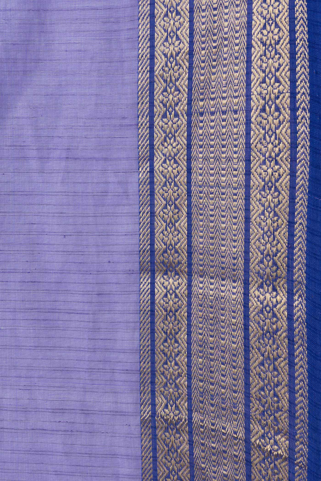 Border image of Lavender Dual Tone Maheshwari Silk Saree with Stripes on the body and Zari Border. 