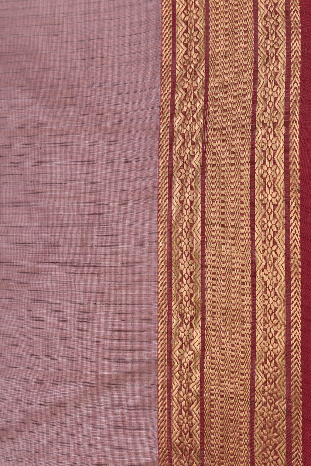 Border image of Maroon Dual Tone Maheshwari Silk Saree with Stripes on the body and Zari Border. 