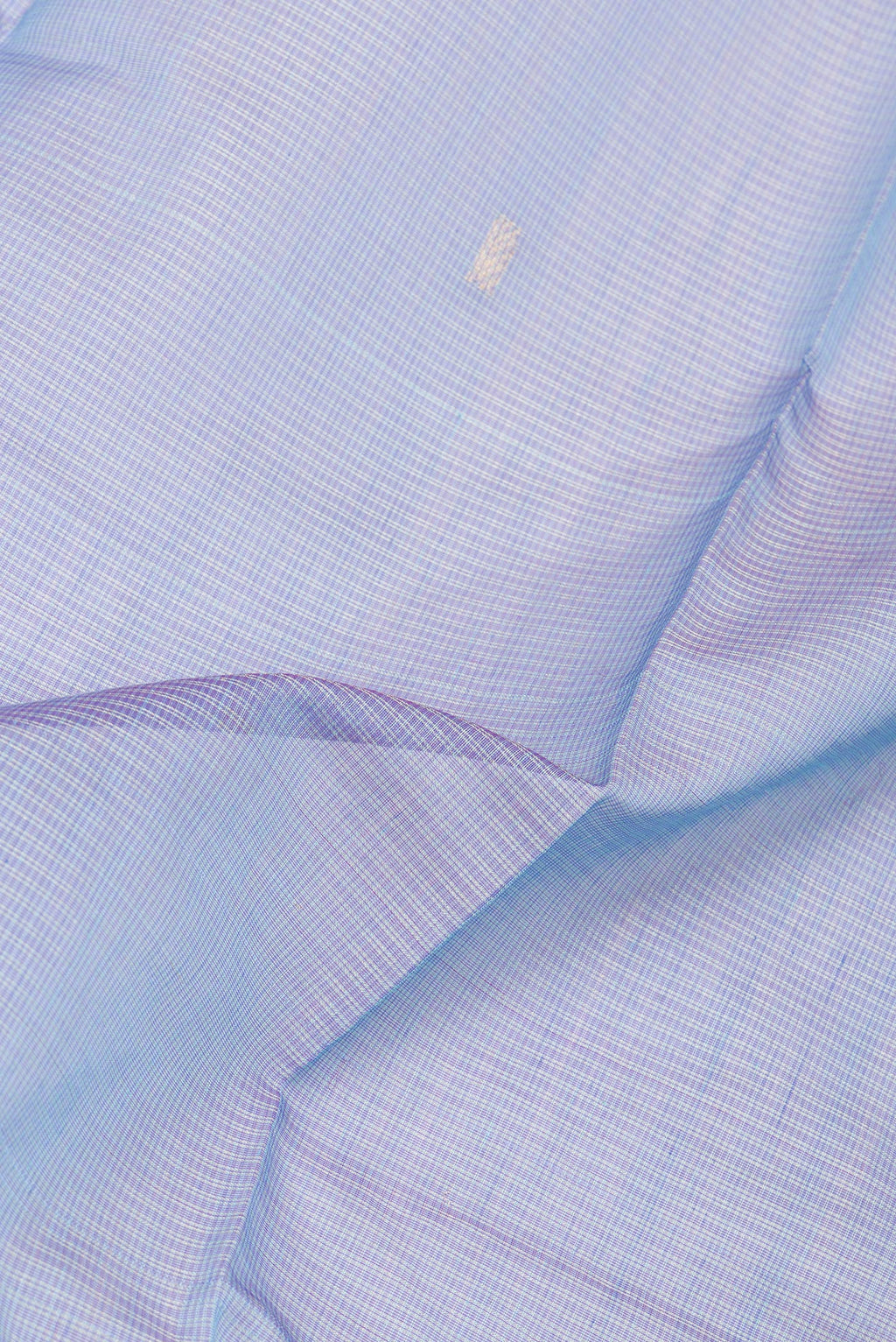 Close up of Purple Dual Tone Kota Silk Saree with Zari Butta on the body and Zari Border.  displaying folds