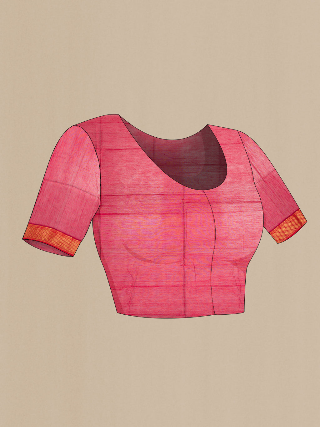 Close up image of the blouse of Green Dual Tone Maheshwari Silk Cotton Saree with Zari Butta on the body and Zari Border. 