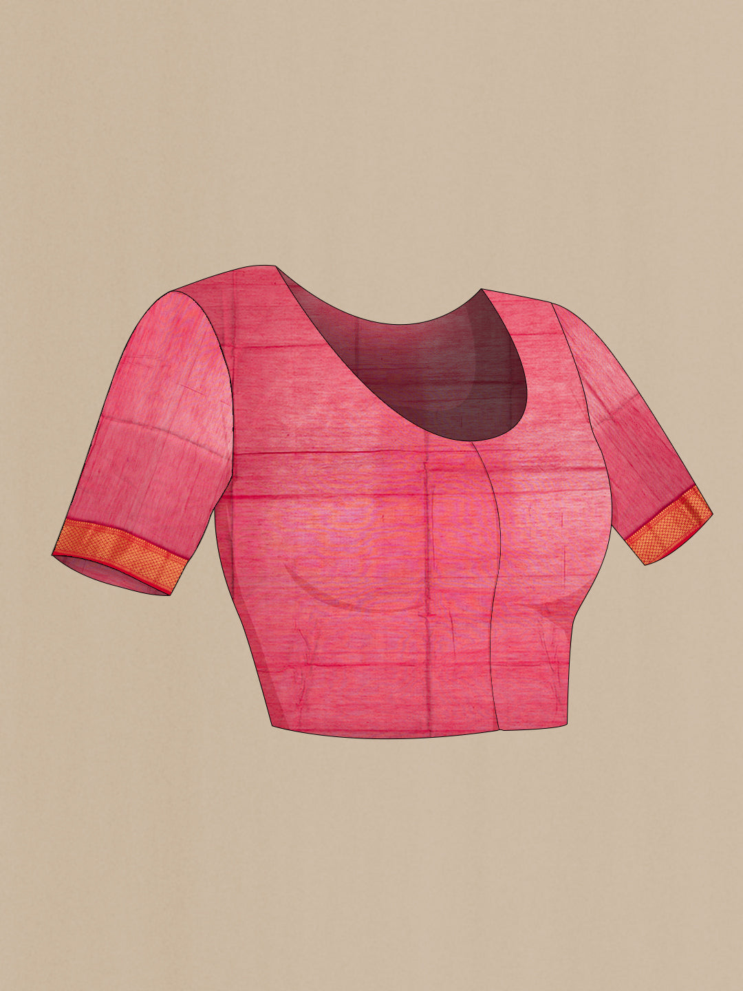 Close up image of the blouse of Green Dual Tone Maheshwari Silk Cotton Saree with Zari Butta on the body and Zari Border. 