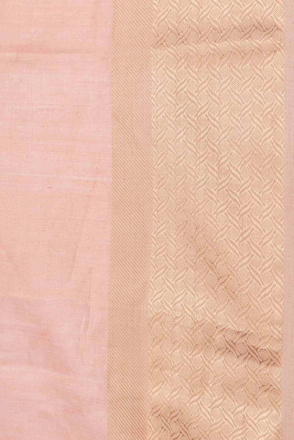 Border image of Rose Gold Dual Tone Maheshwari Silk Saree with Plain Body and Zari Border. 