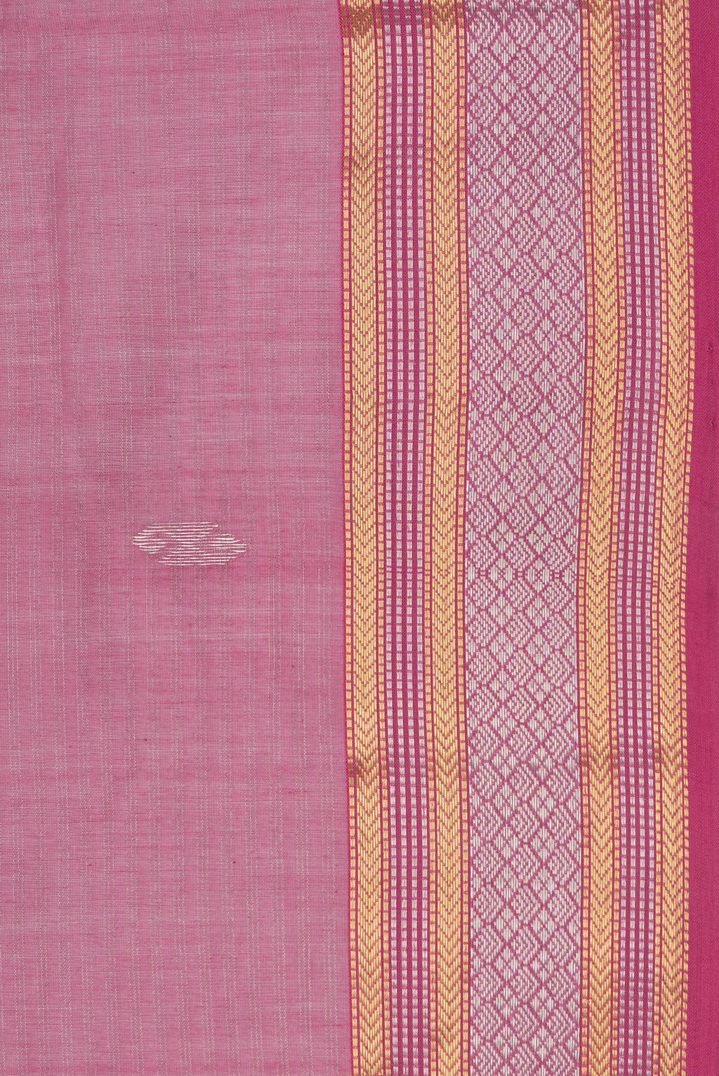 Border image of Pink Dual Tone Maheshwari Silk Saree with Stripes on the body and Zari Border. 