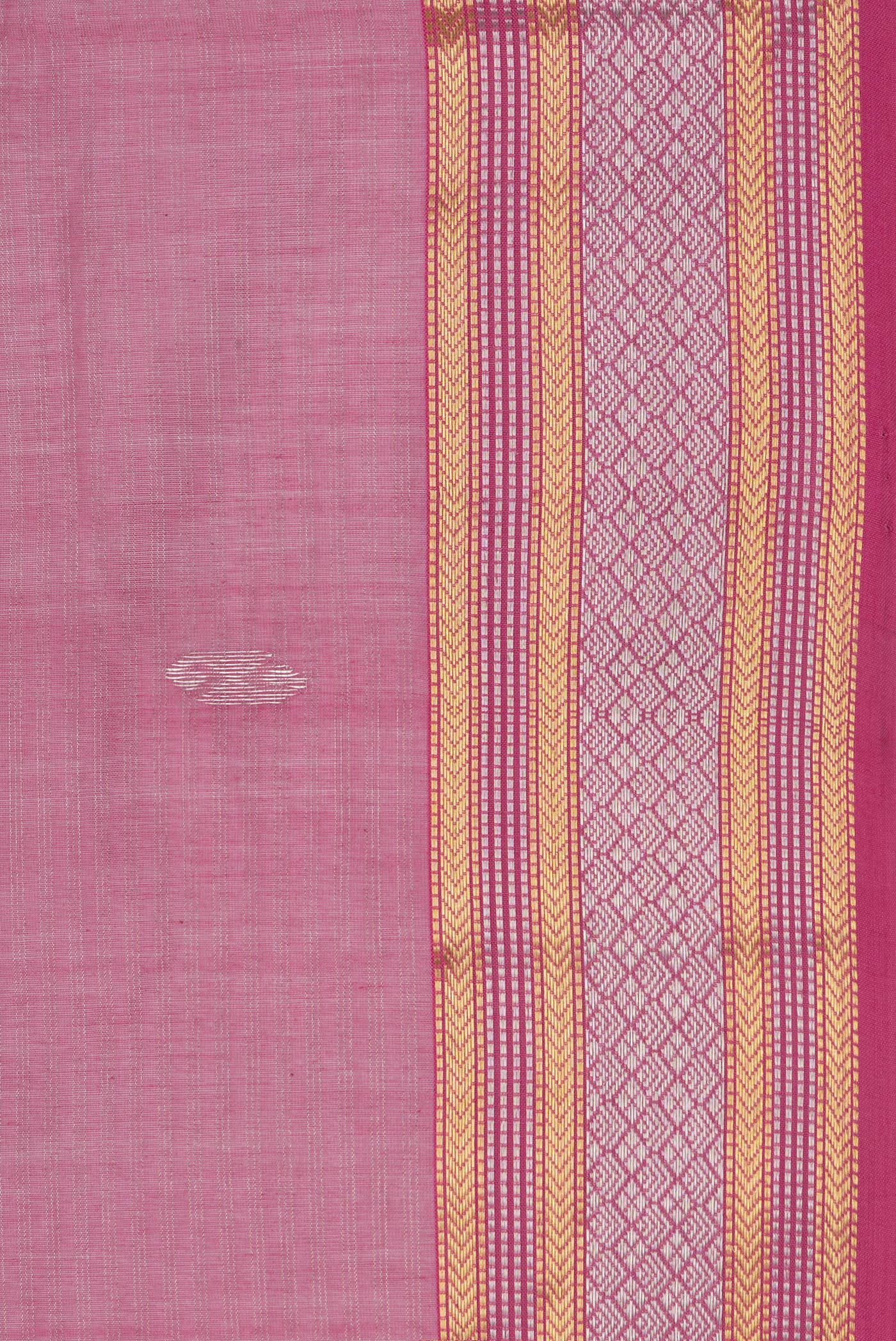 Border image of Pink Dual Tone Maheshwari Silk Saree with Stripes on the body and Zari Border. 