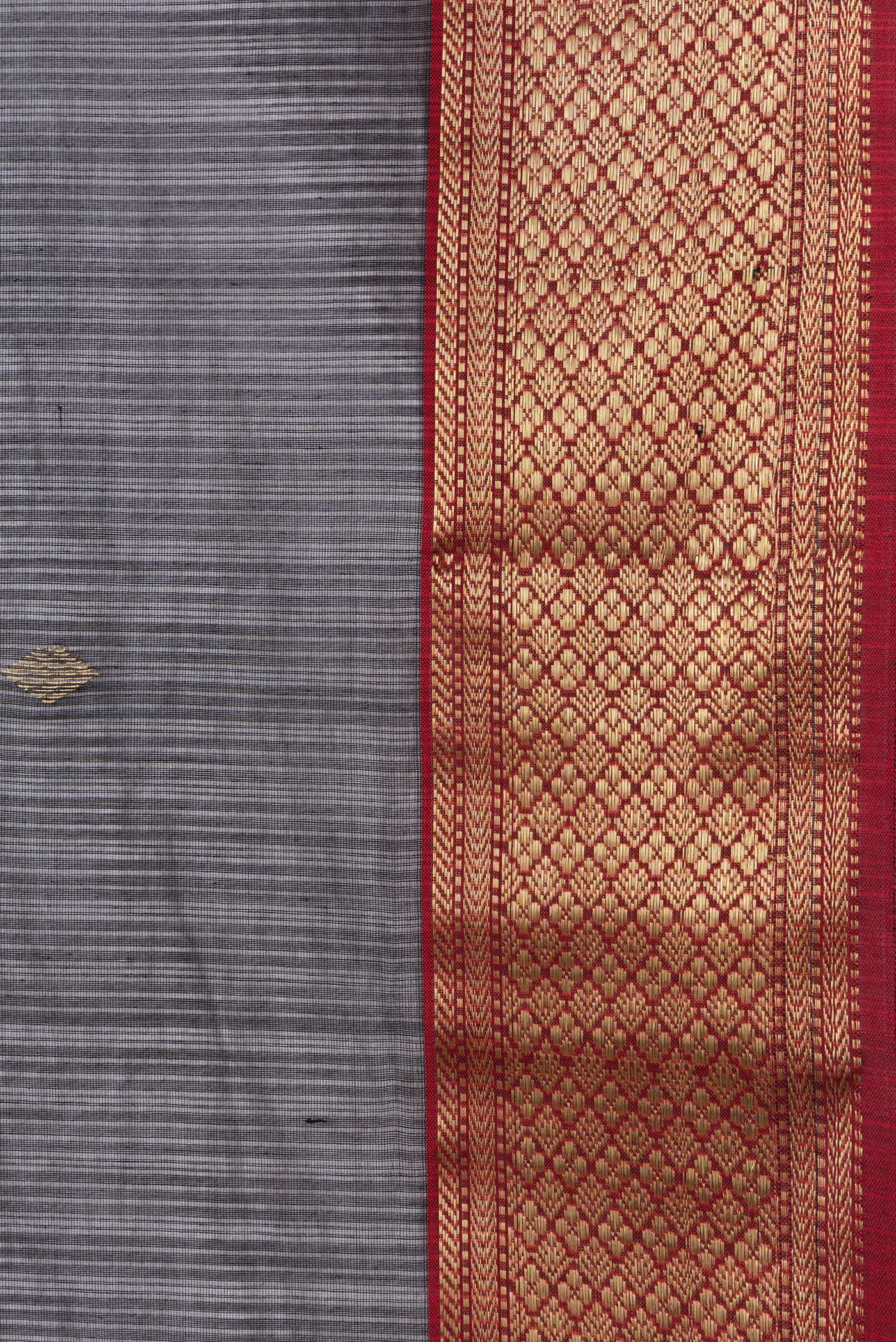 Border image of Black Dual Tone Maheshwari Silk Saree with Zari Butta on the body and Zari Border. 